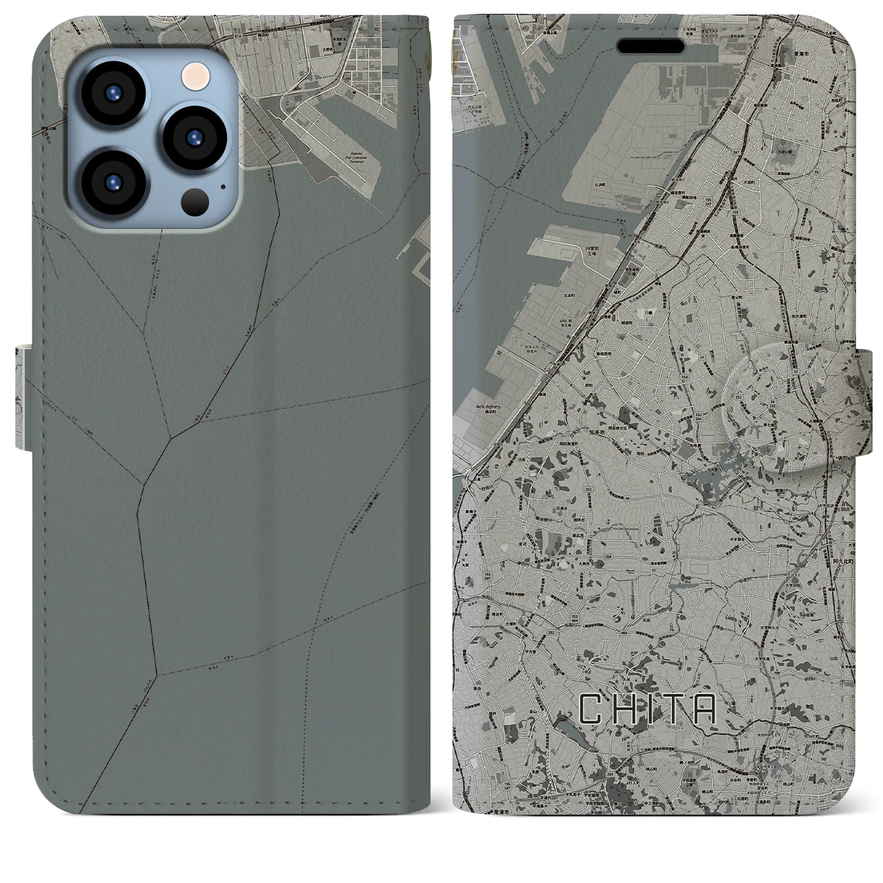 【知多(愛知県)】地図柄iPhoneケース(手帳タイプ)