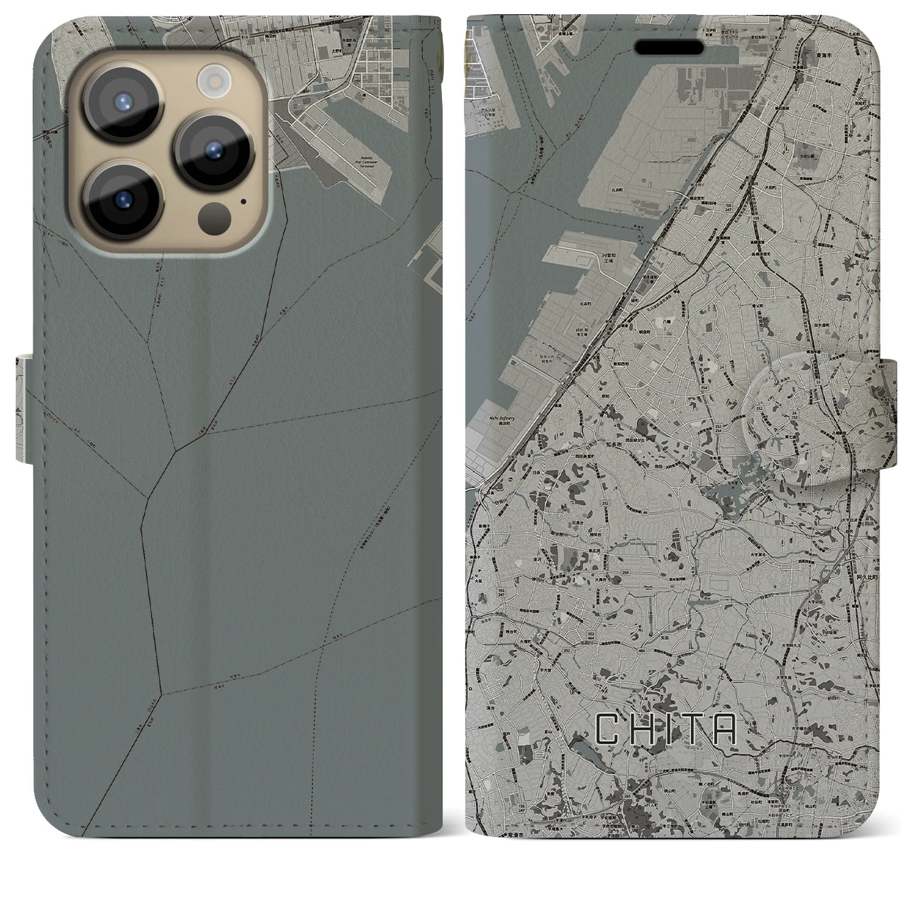 【知多(愛知県)】地図柄iPhoneケース(手帳タイプ)