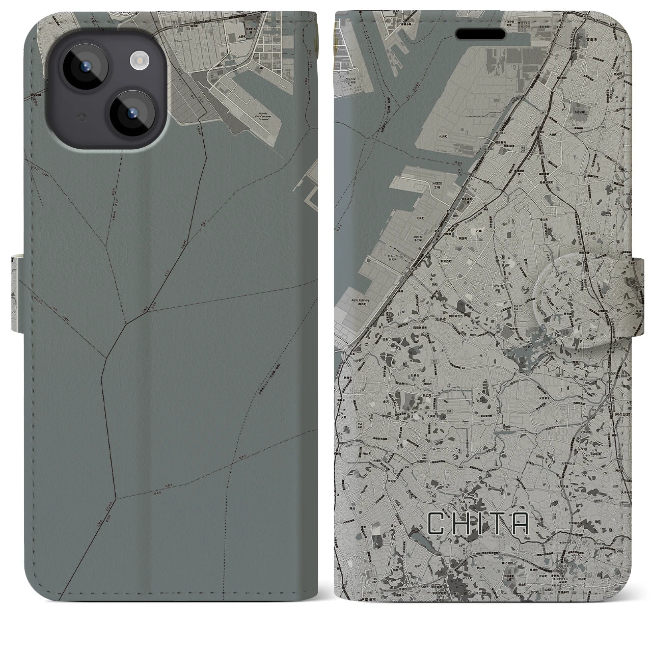 【知多(愛知県)】地図柄iPhoneケース(手帳タイプ)