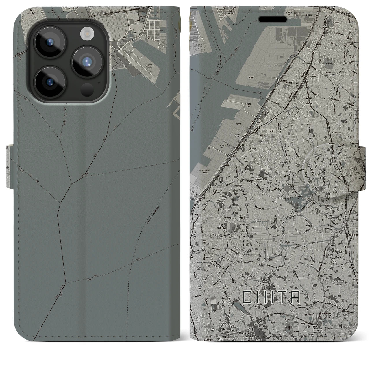 【知多(愛知県)】地図柄iPhoneケース(手帳タイプ)