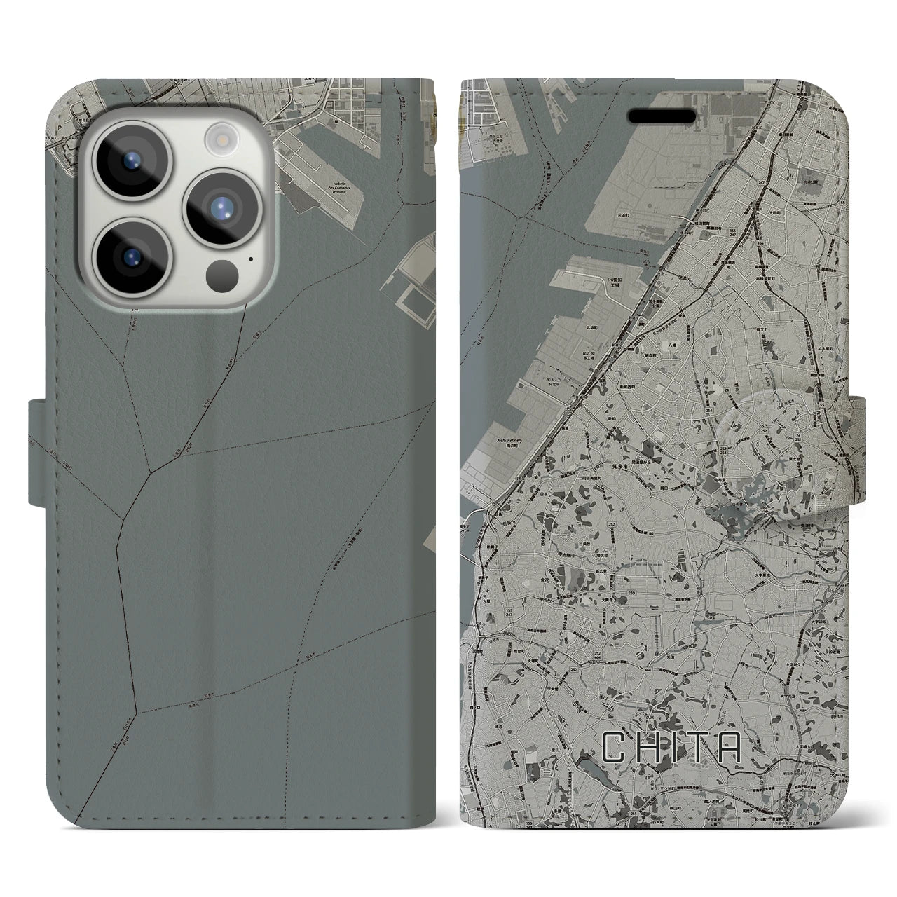 【知多(愛知県)】地図柄iPhoneケース(手帳タイプ)