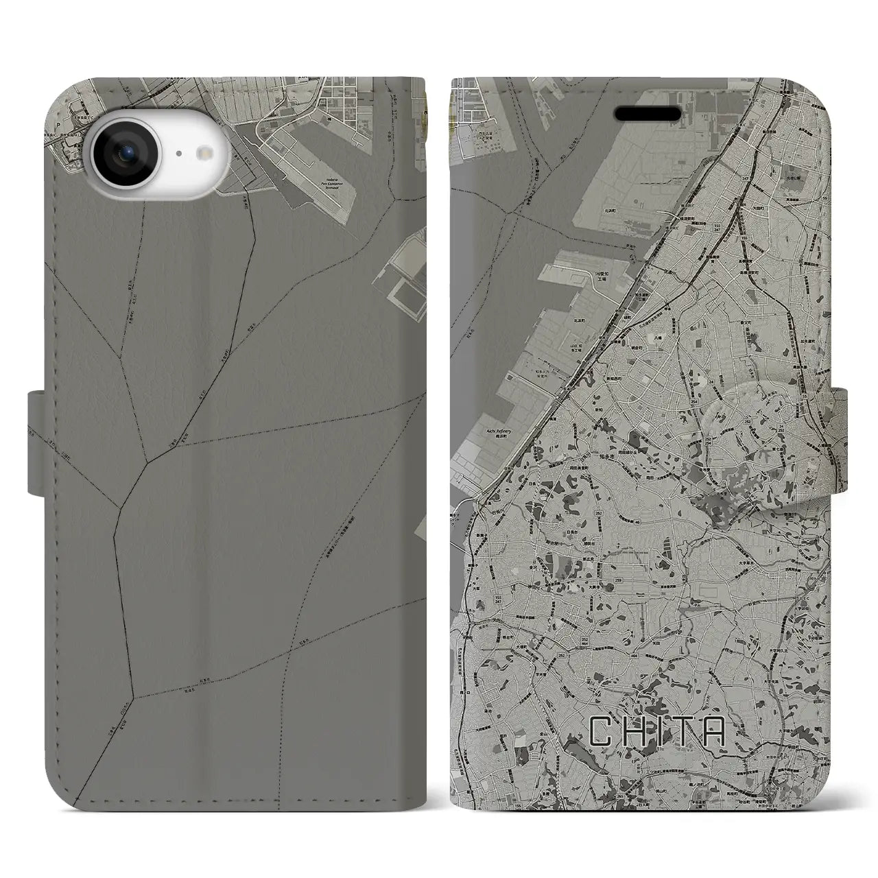 【知多(愛知県)】地図柄iPhoneケース(手帳タイプ)