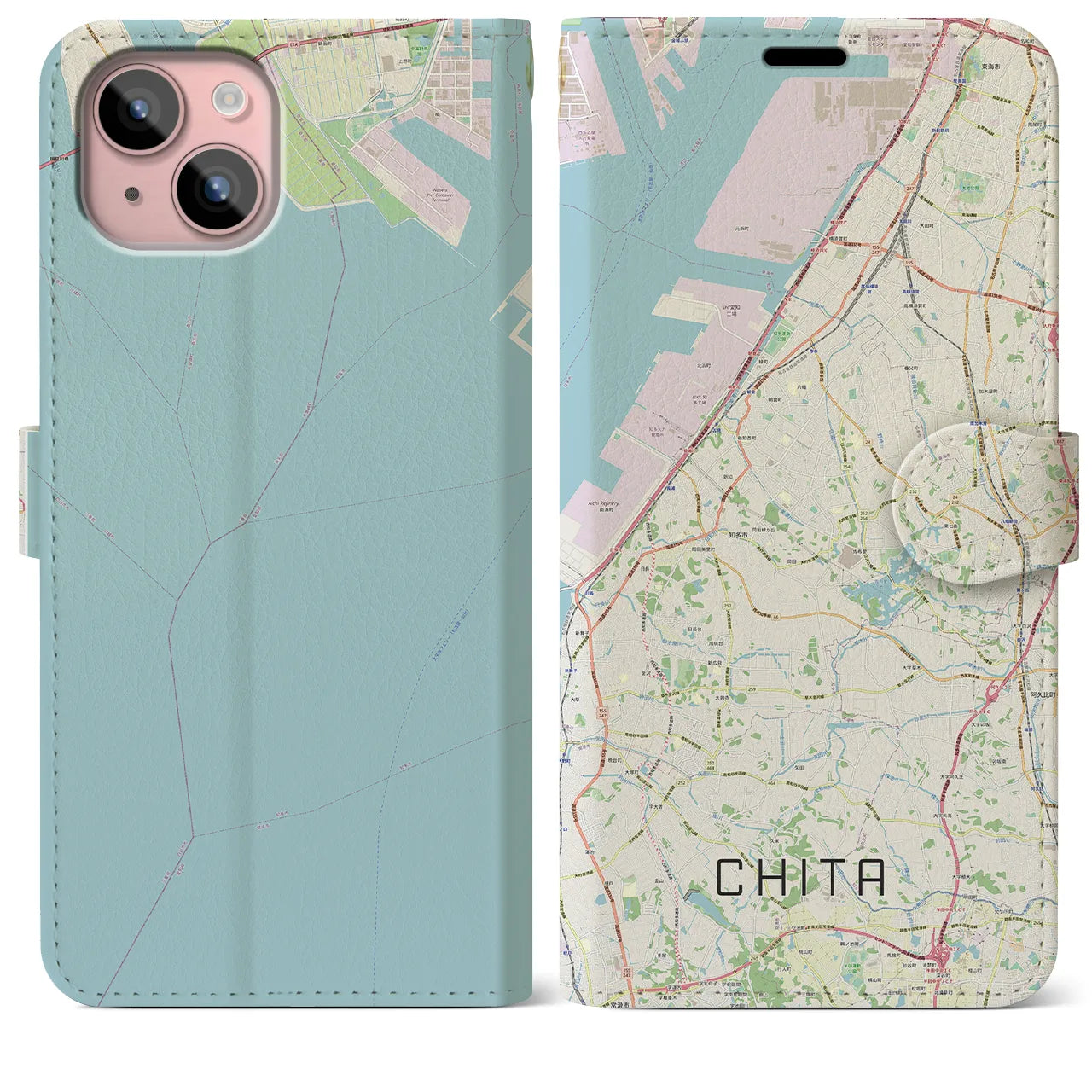 【知多(愛知県)】地図柄iPhoneケース(手帳タイプ)