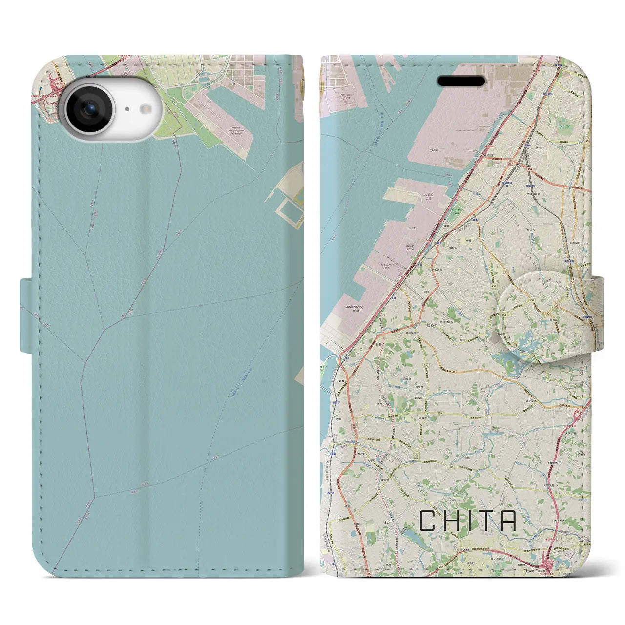 【知多(愛知県)】地図柄iPhoneケース(手帳タイプ)