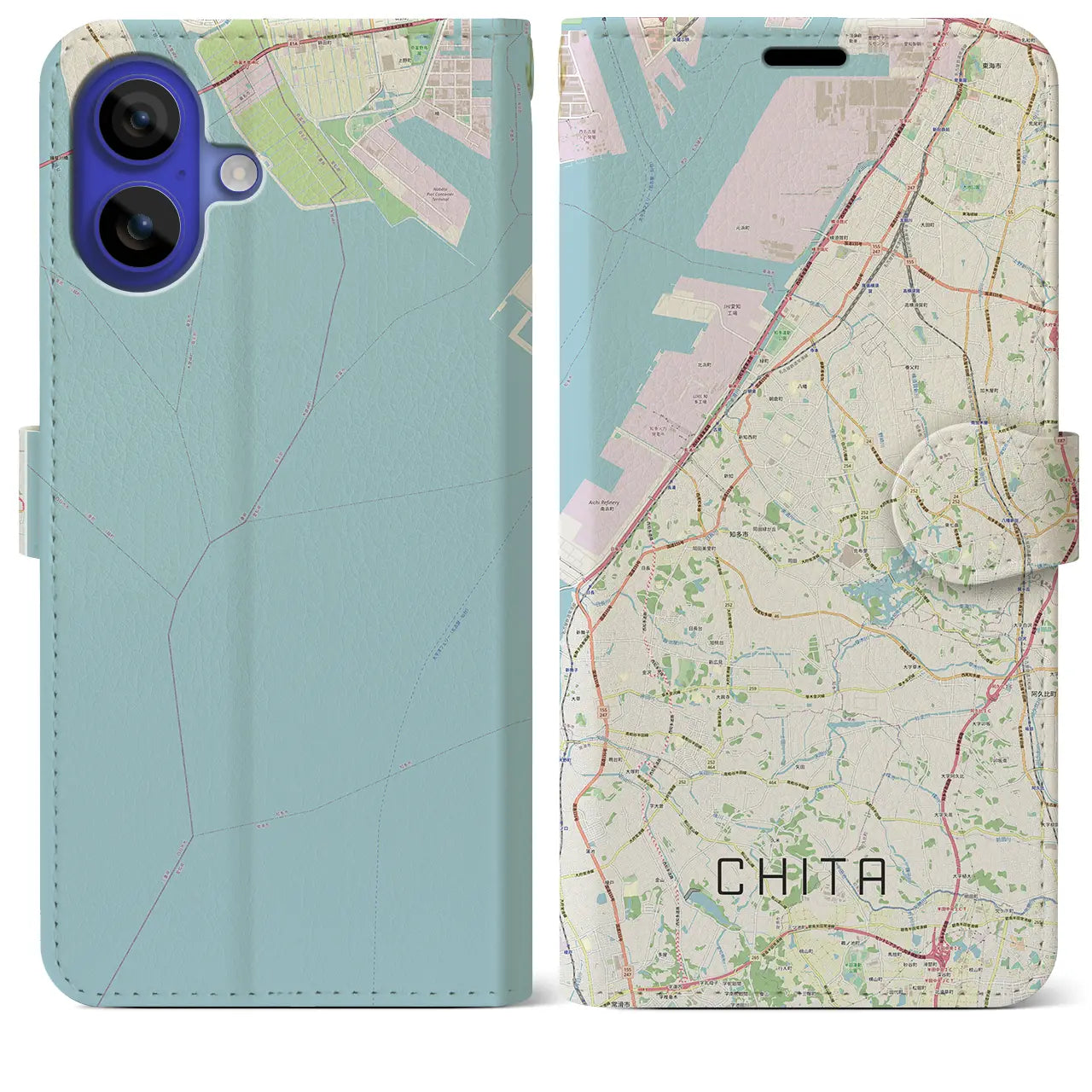 【知多(愛知県)】地図柄iPhoneケース(手帳タイプ)ナチュラル・iPhone 16 Pro Max 用