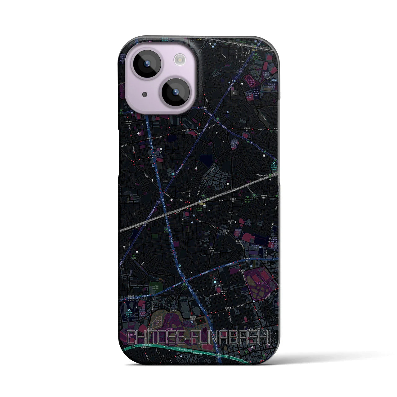 【千歳船橋(東京都)】地図柄iPhoneケース(バックカバータイプ)