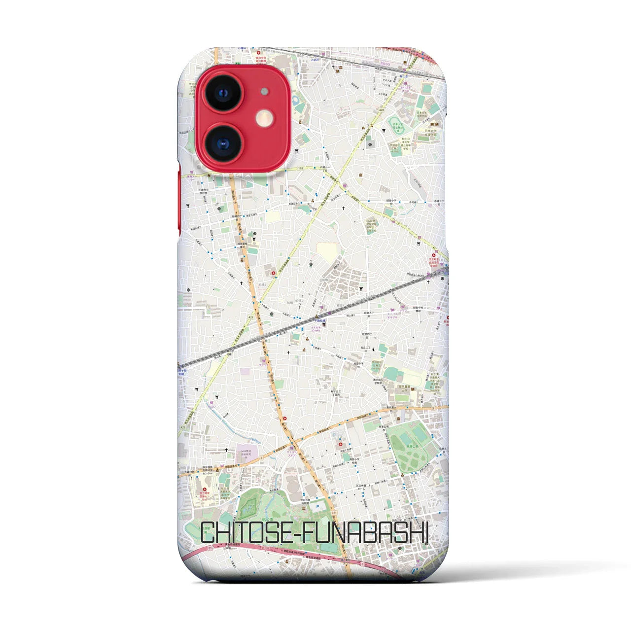 【千歳船橋(東京都)】地図柄iPhoneケース(バックカバータイプ)
