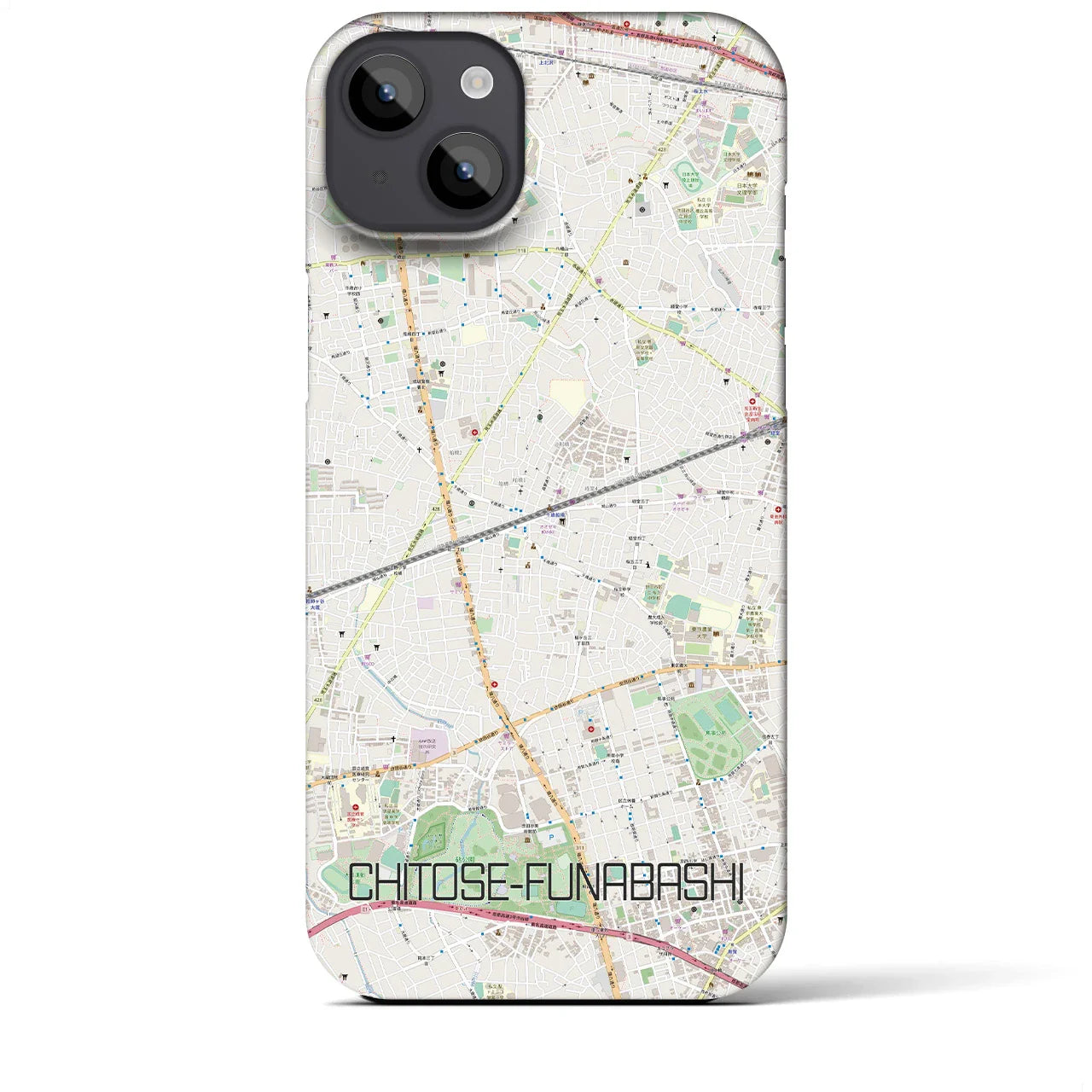 【千歳船橋(東京都)】地図柄iPhoneケース(バックカバータイプ)
