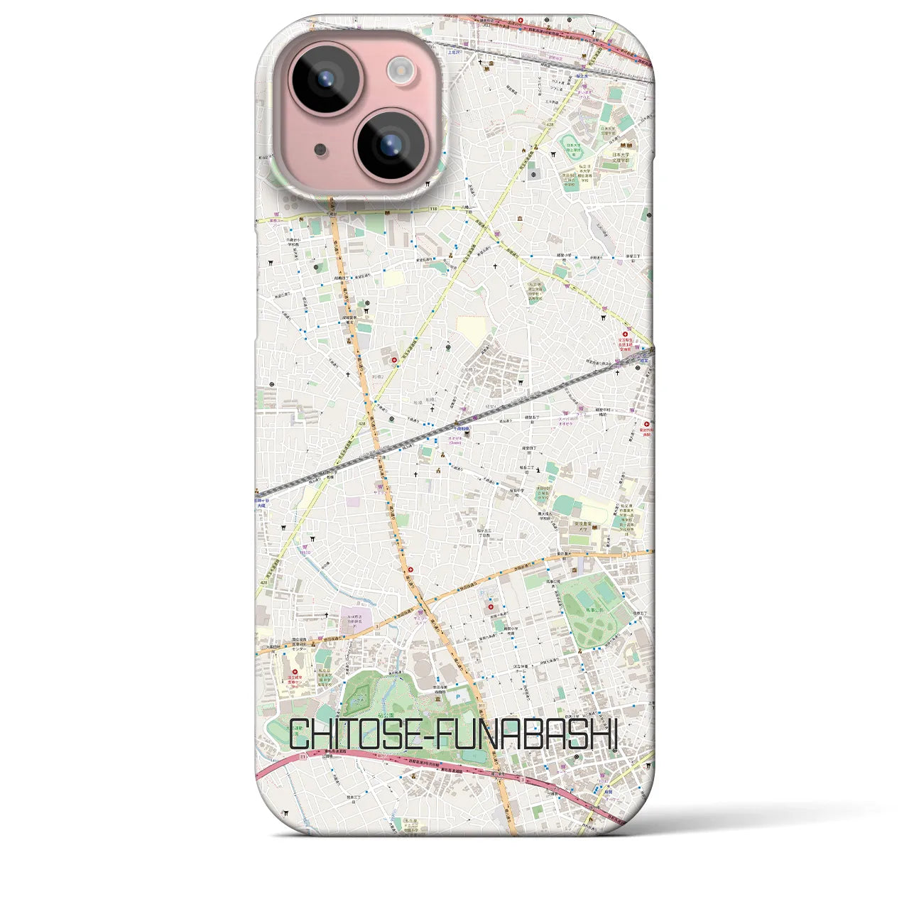 【千歳船橋(東京都)】地図柄iPhoneケース(バックカバータイプ)