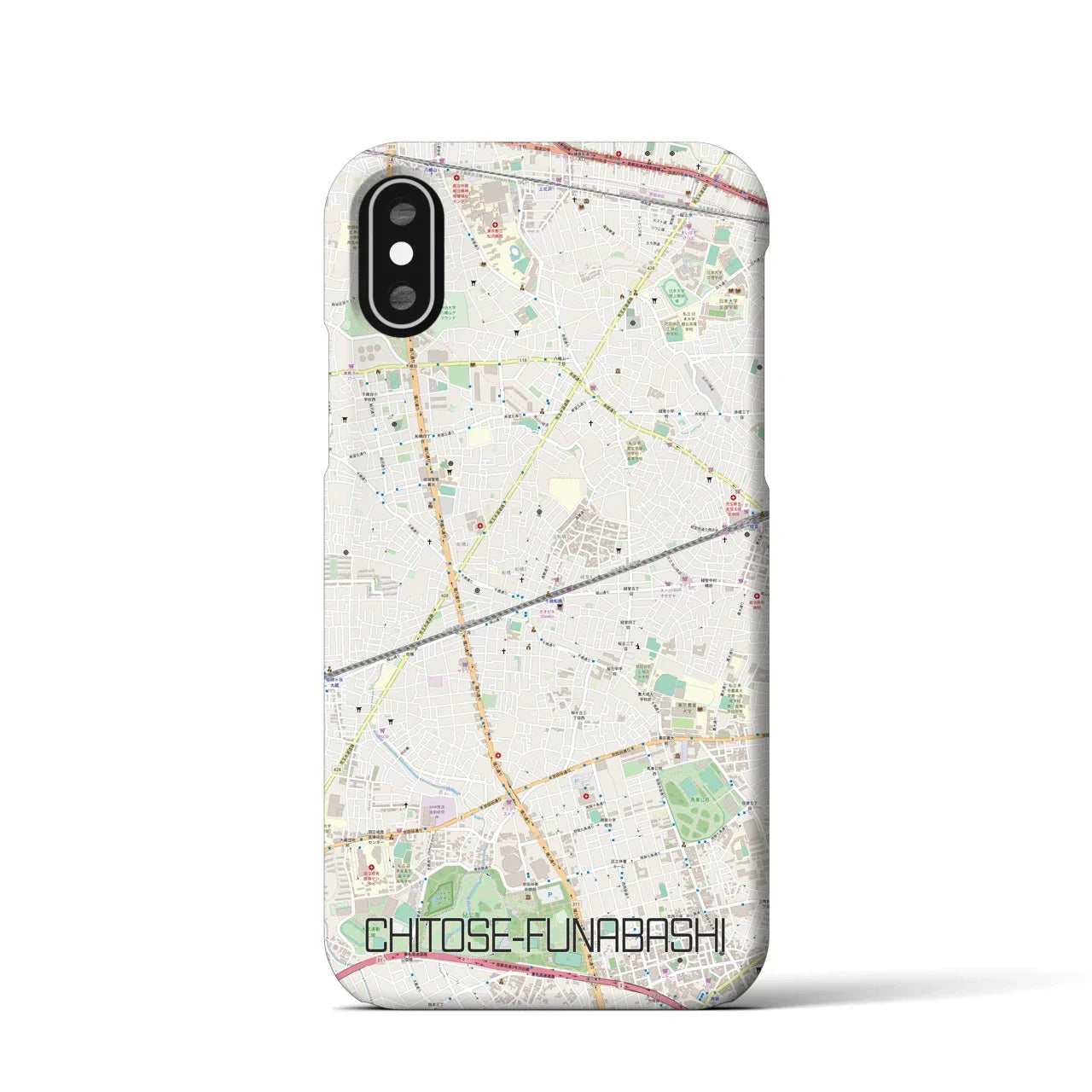 【千歳船橋(東京都)】地図柄iPhoneケース(バックカバータイプ)