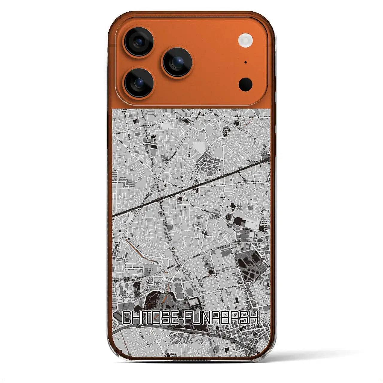【千歳船橋(東京都)】地図柄iPhoneケース(クリアタイプ)モノトーン・iPhone 17 Pro Max 用