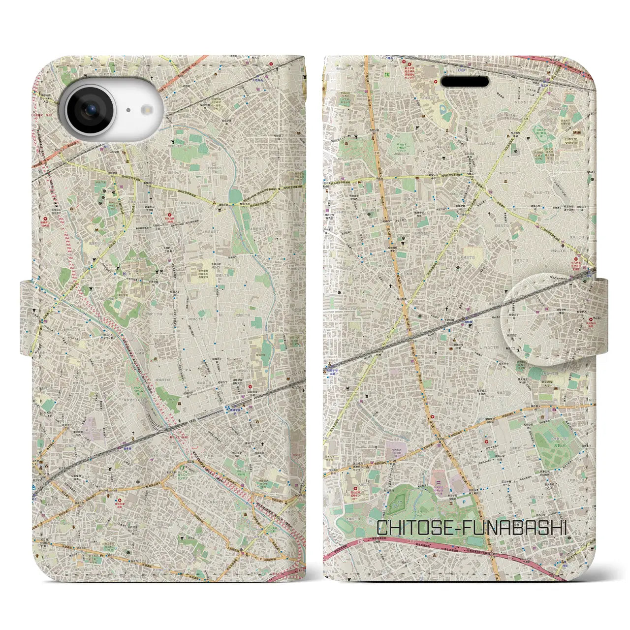 【千歳船橋(東京都)】地図柄iPhoneケース(手帳タイプ)