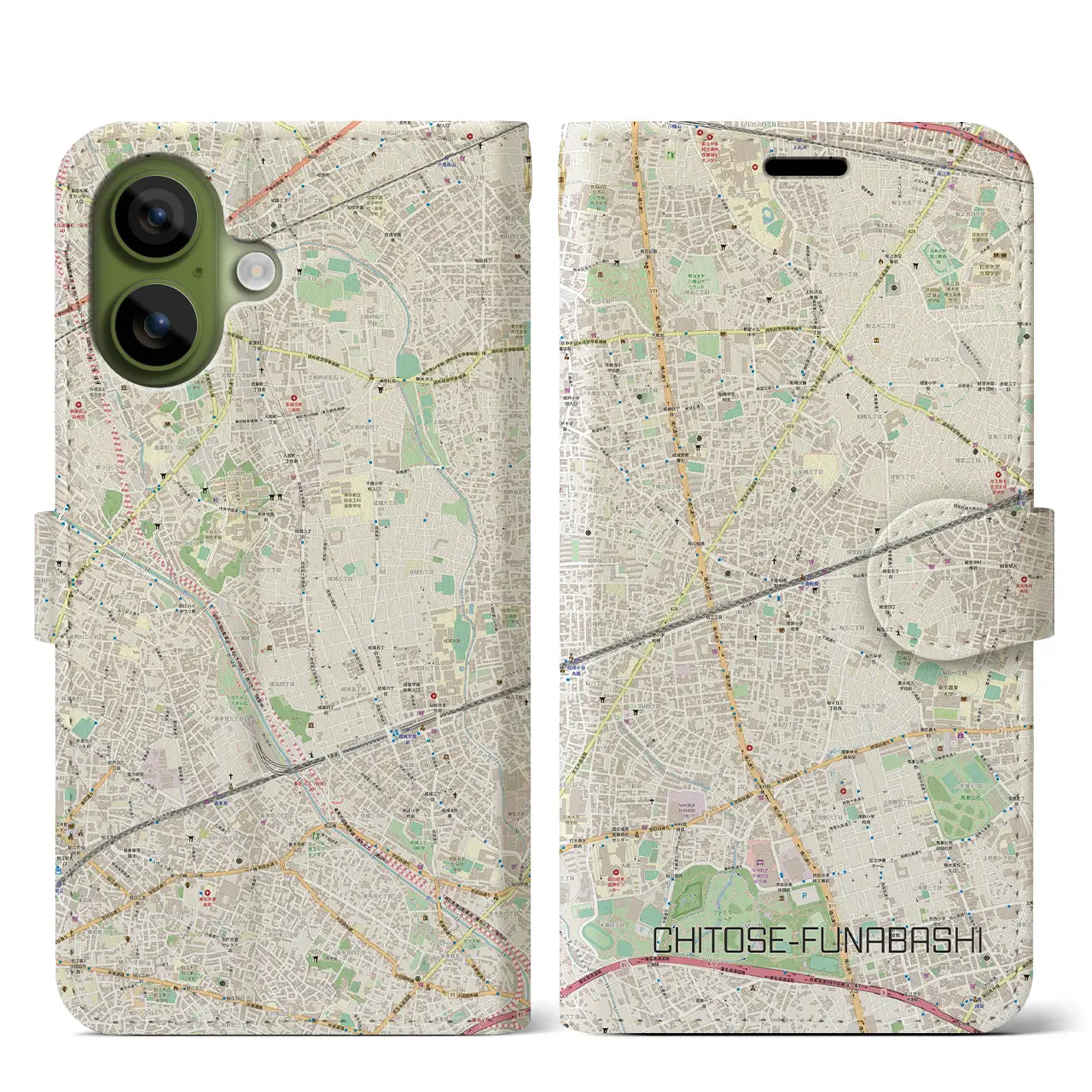 【千歳船橋(東京都)】地図柄iPhoneケース(手帳タイプ)