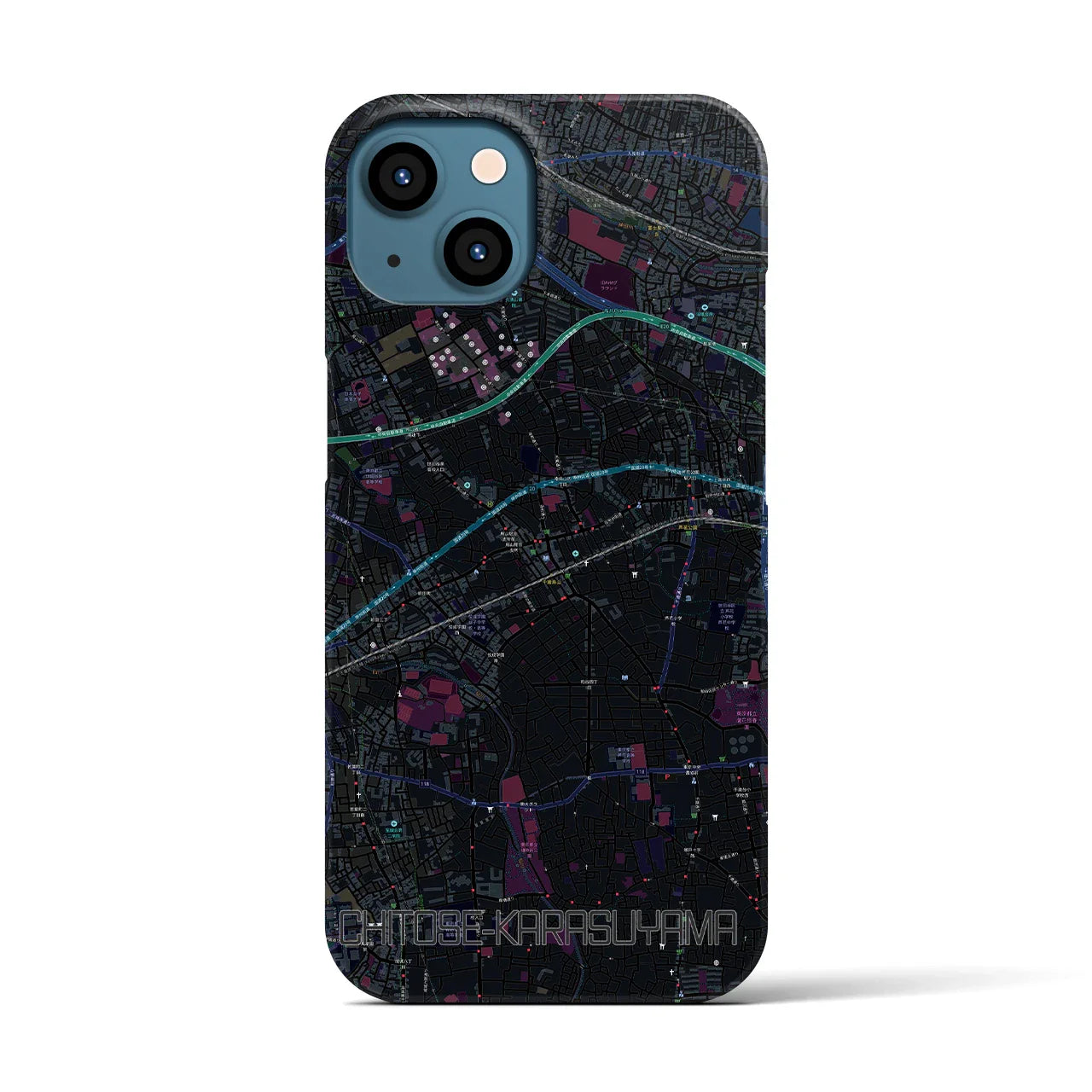 【千歳烏山(東京都)】地図柄iPhoneケース(バックカバータイプ)