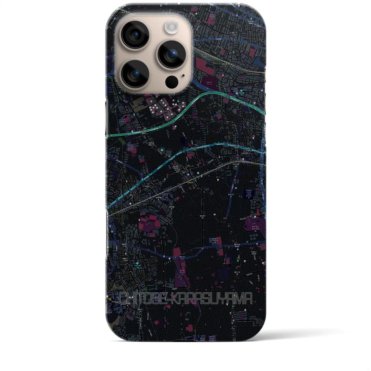 【千歳烏山(東京都)】地図柄iPhoneケース(バックカバータイプ)
