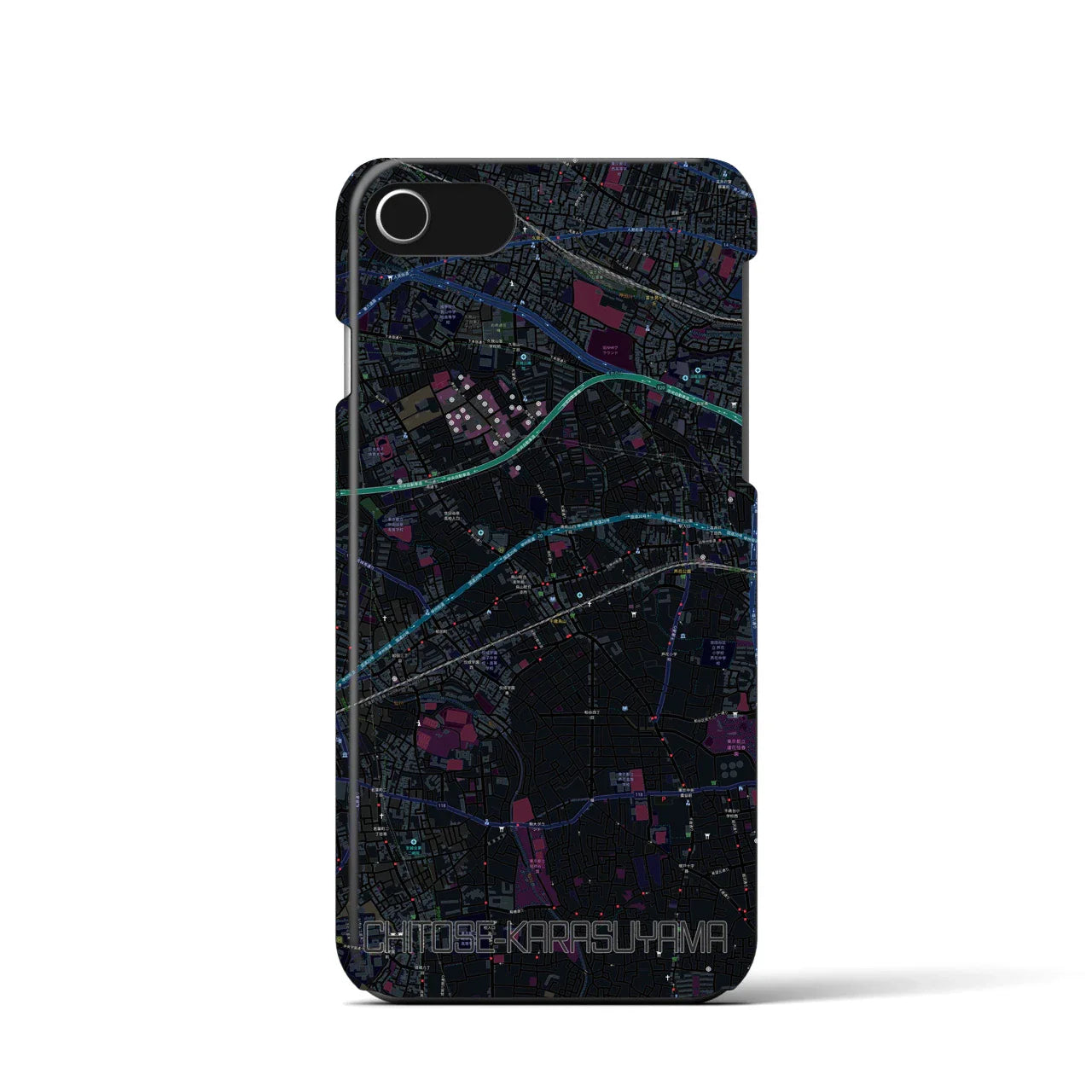 【千歳烏山(東京都)】地図柄iPhoneケース(バックカバータイプ)