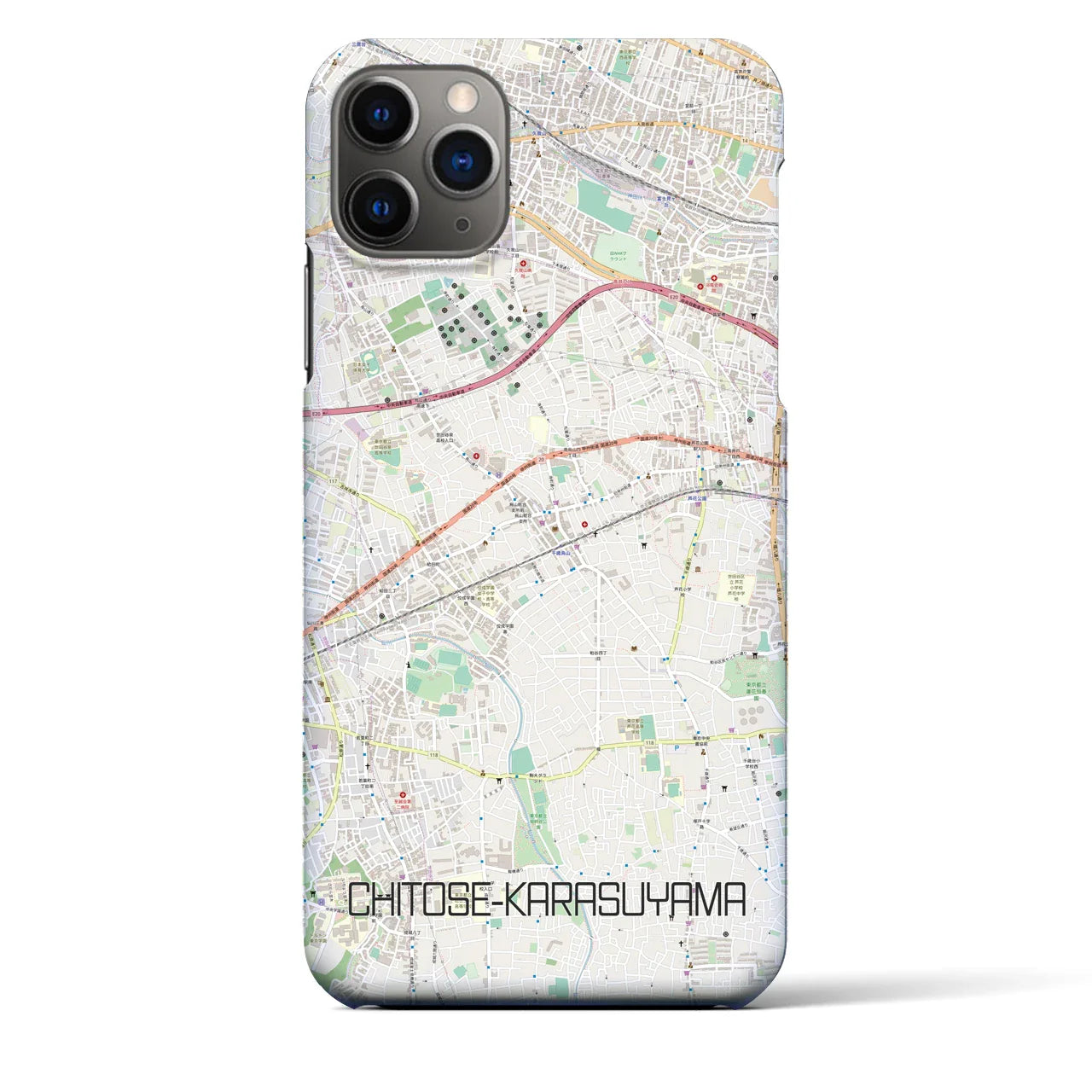 【千歳烏山(東京都)】地図柄iPhoneケース(バックカバータイプ)