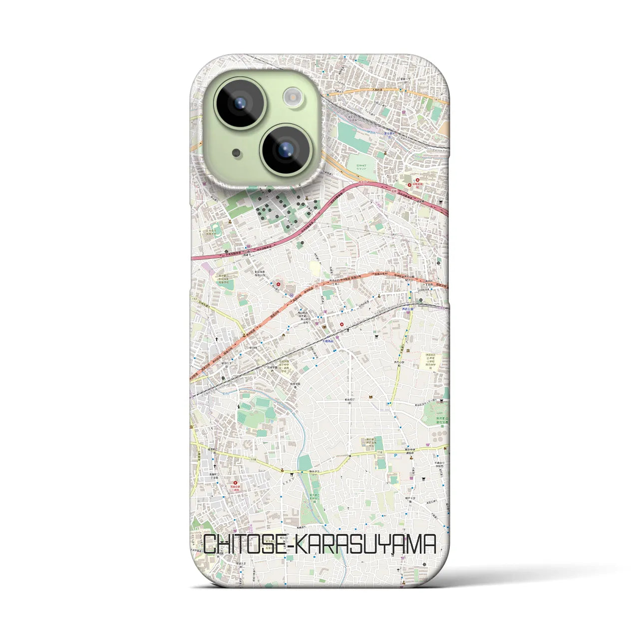 【千歳烏山(東京都)】地図柄iPhoneケース(バックカバータイプ)