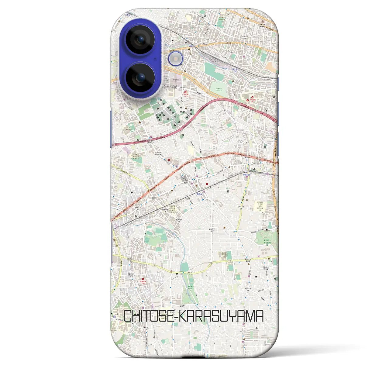 【千歳烏山(東京都)】地図柄iPhoneケース(バックカバータイプ)ブラック・iPhone 16 Pro Max 用