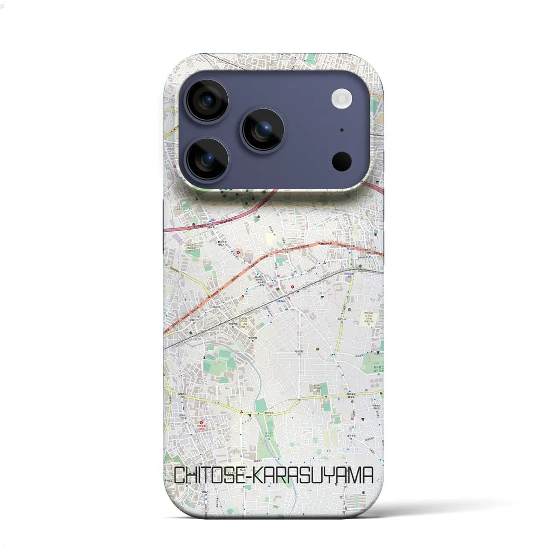 【千歳烏山(東京都)】地図柄iPhoneケース(バックカバータイプ)ナチュラル・iPhone 17 Pro Max 用