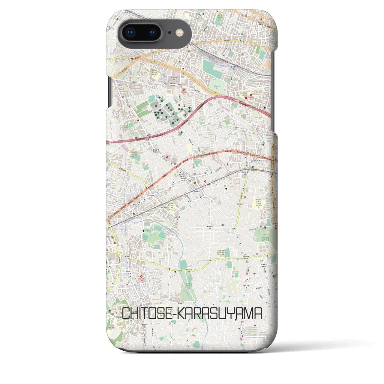 【千歳烏山(東京都)】地図柄iPhoneケース(バックカバータイプ)