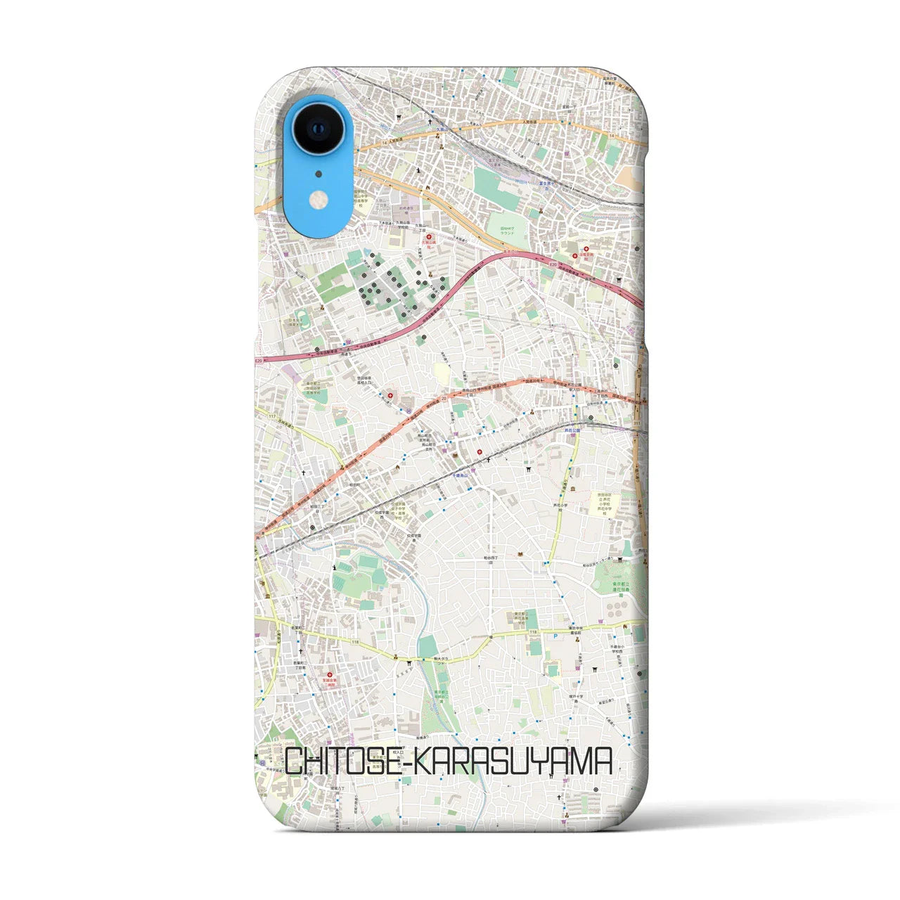 【千歳烏山(東京都)】地図柄iPhoneケース(バックカバータイプ)