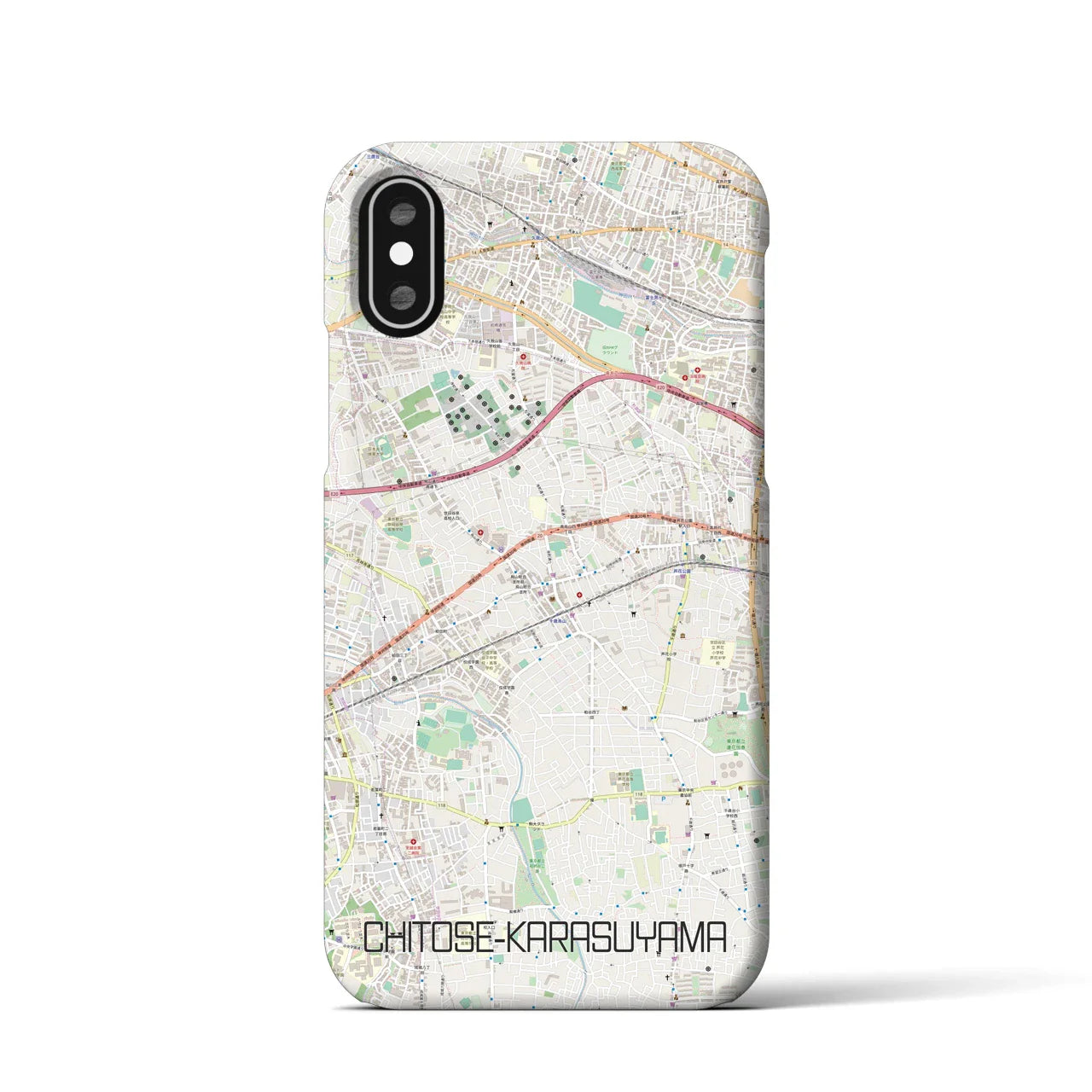 【千歳烏山(東京都)】地図柄iPhoneケース(バックカバータイプ)