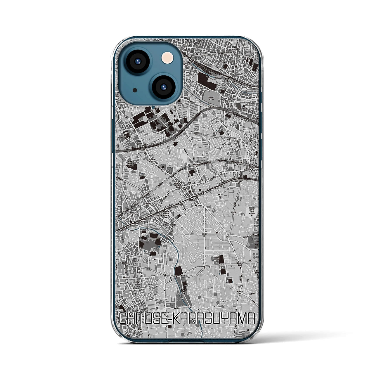 【千歳烏山(東京都)】地図柄iPhoneケース(クリアタイプ)