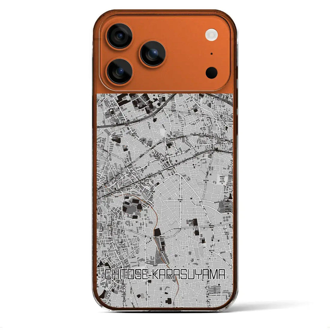 【千歳烏山(東京都)】地図柄iPhoneケース(クリアタイプ)モノトーン・iPhone 17 Pro Max 用