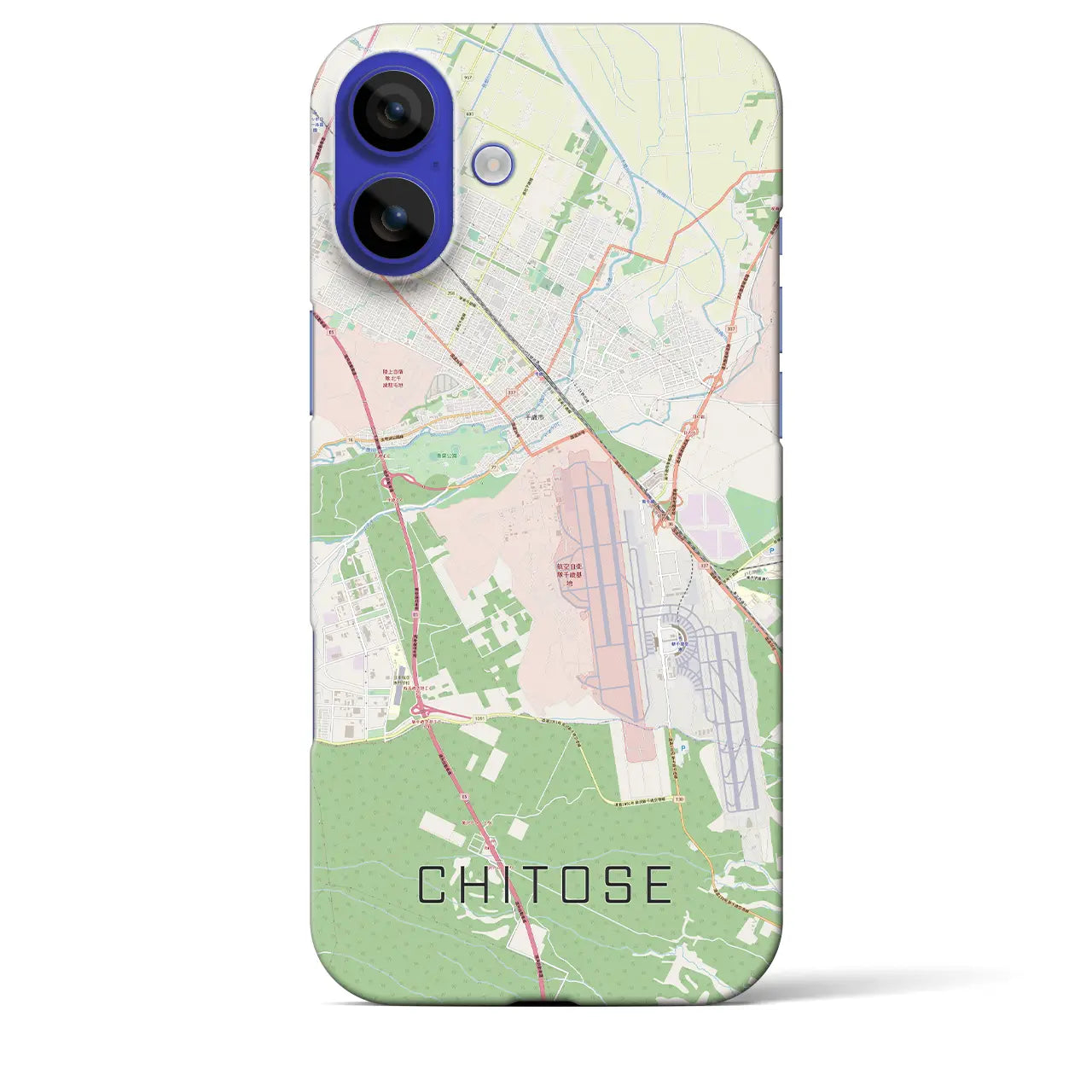 【千歳(北海道)】地図柄iPhoneケース(バックカバータイプ)ブラック・iPhone 16 Pro Max 用