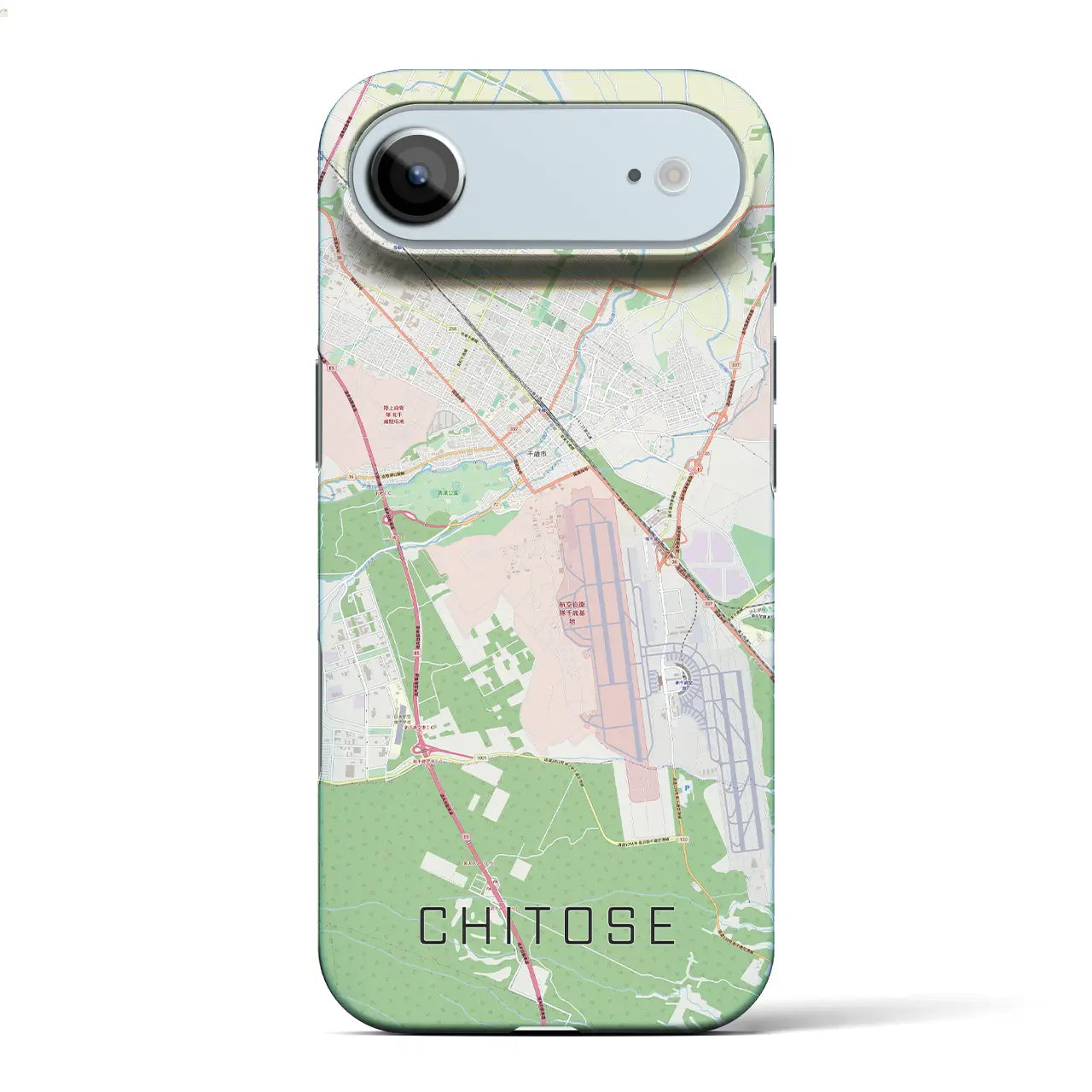 【千歳(北海道)】地図柄iPhoneケース(バックカバータイプ)ブラック・iPhone 17 Pro Max 用