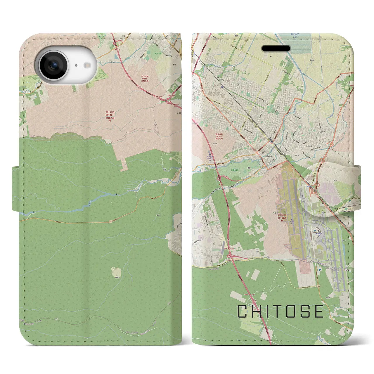 【千歳(北海道)】地図柄iPhoneケース(手帳タイプ)