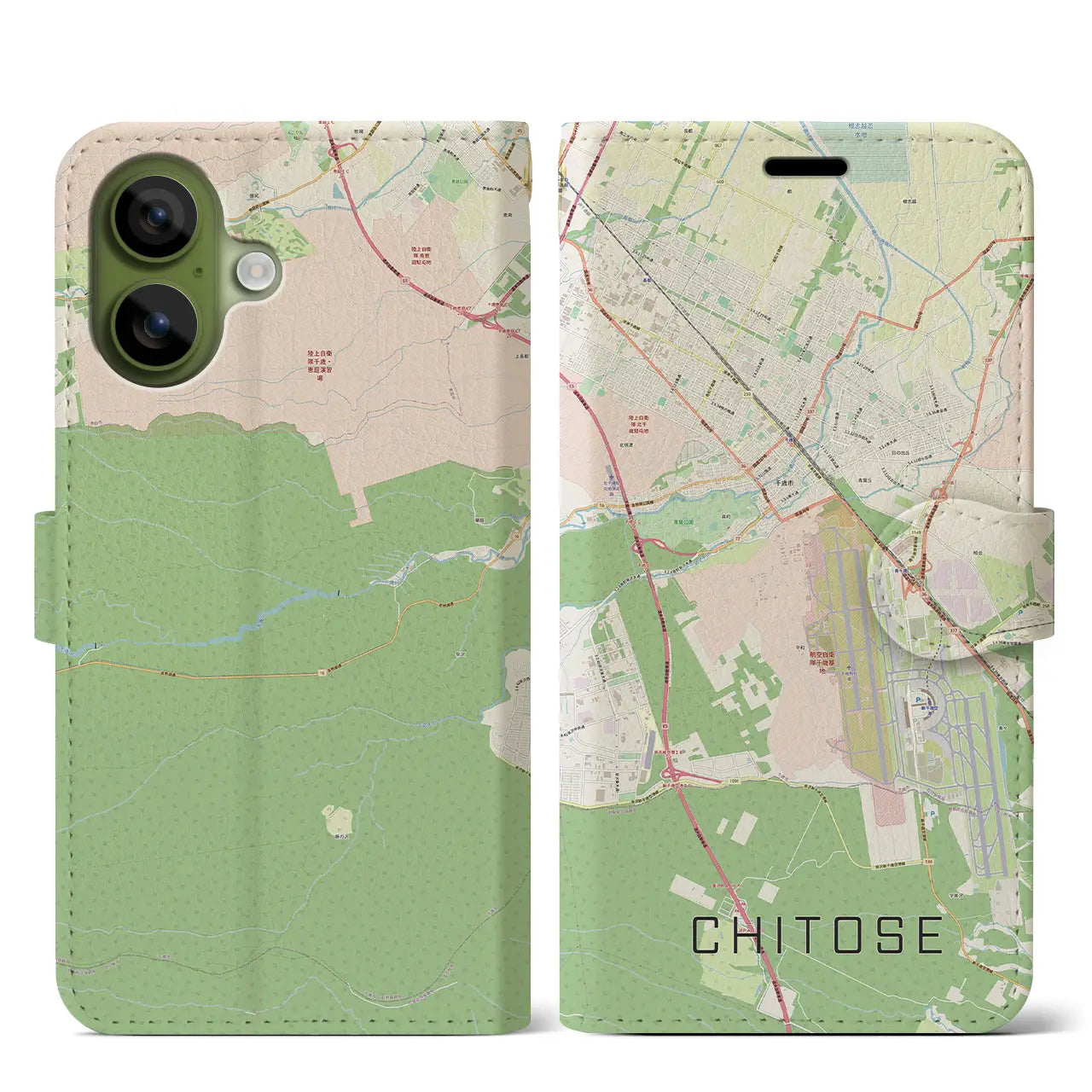 【千歳(北海道)】地図柄iPhoneケース(手帳タイプ)