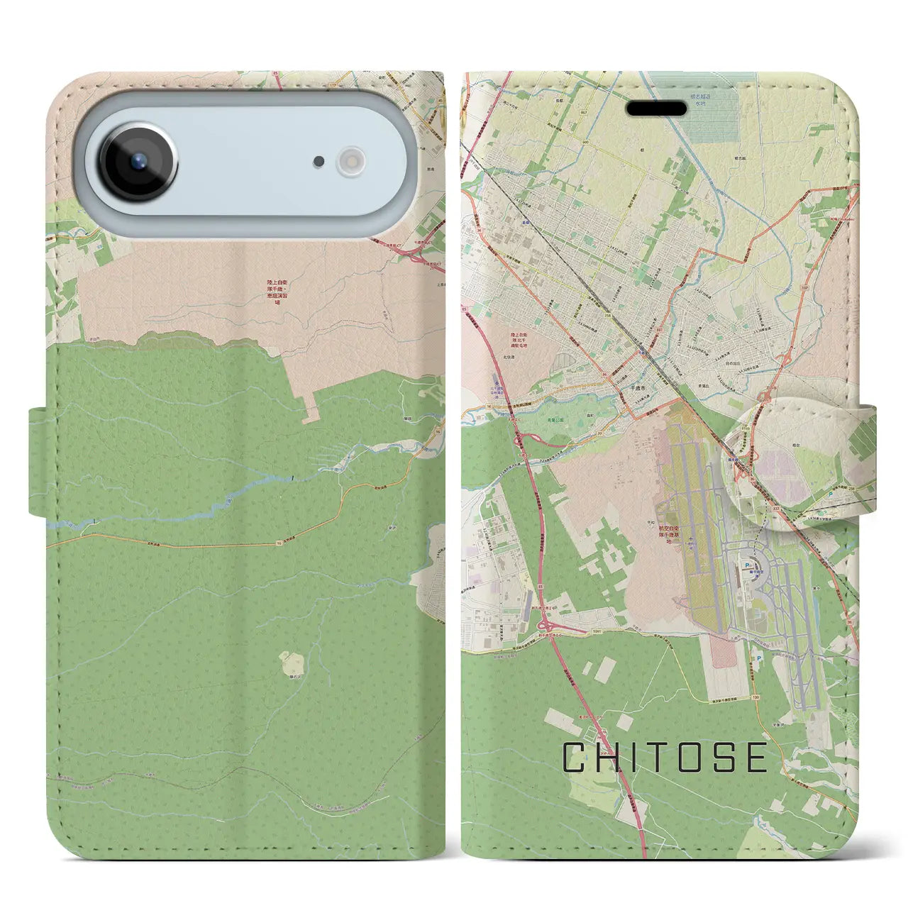 【千歳(北海道)】地図柄iPhoneケース(手帳タイプ)