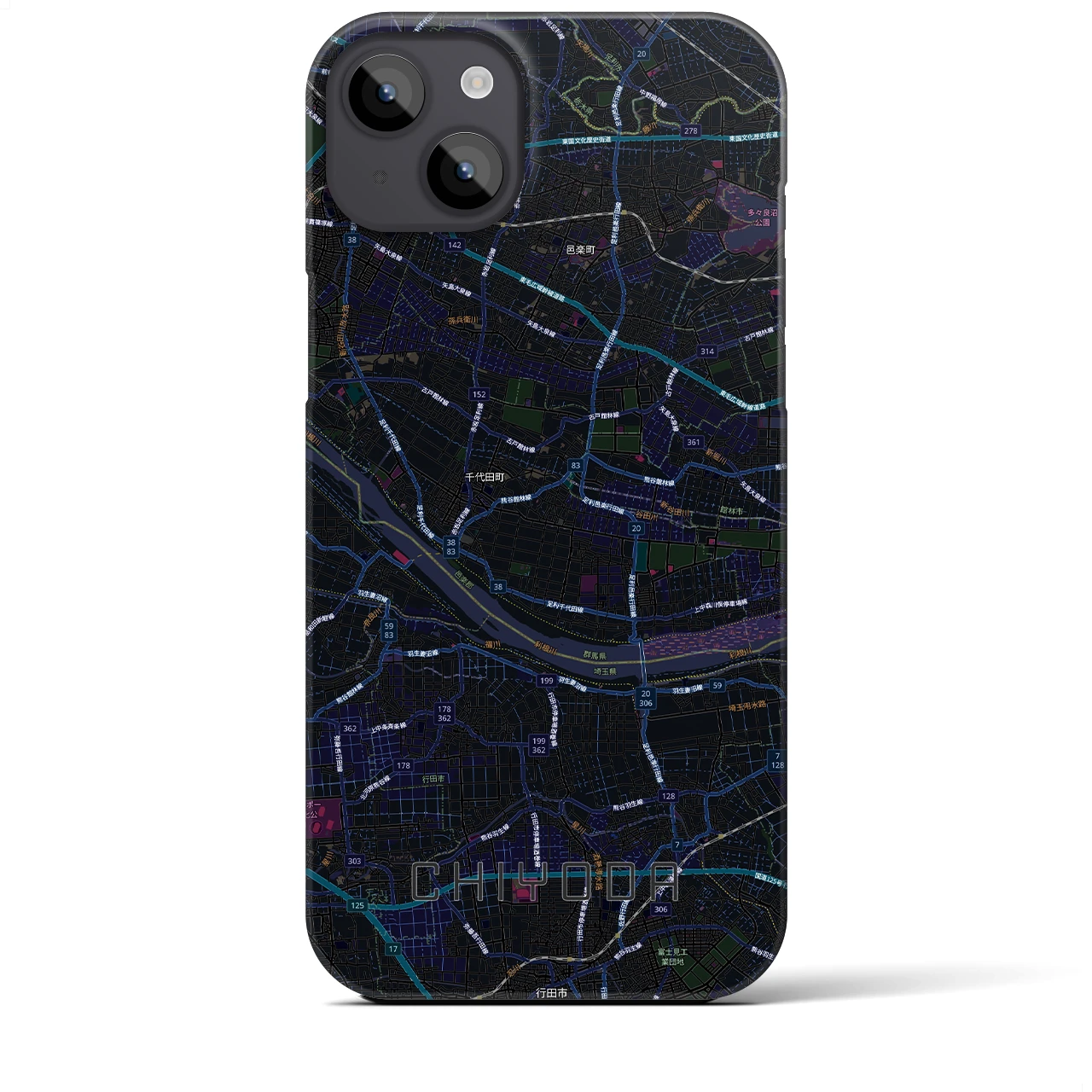 【千代田(群馬県)】地図柄iPhoneケース(バックカバータイプ)