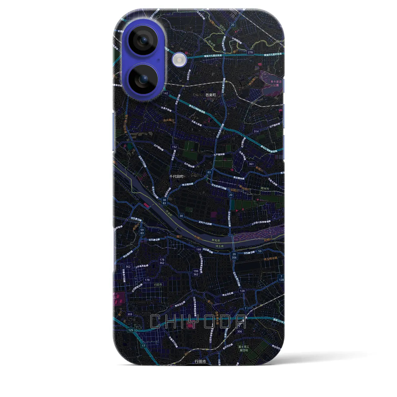 【千代田(群馬県)】地図柄iPhoneケース(バックカバータイプ)