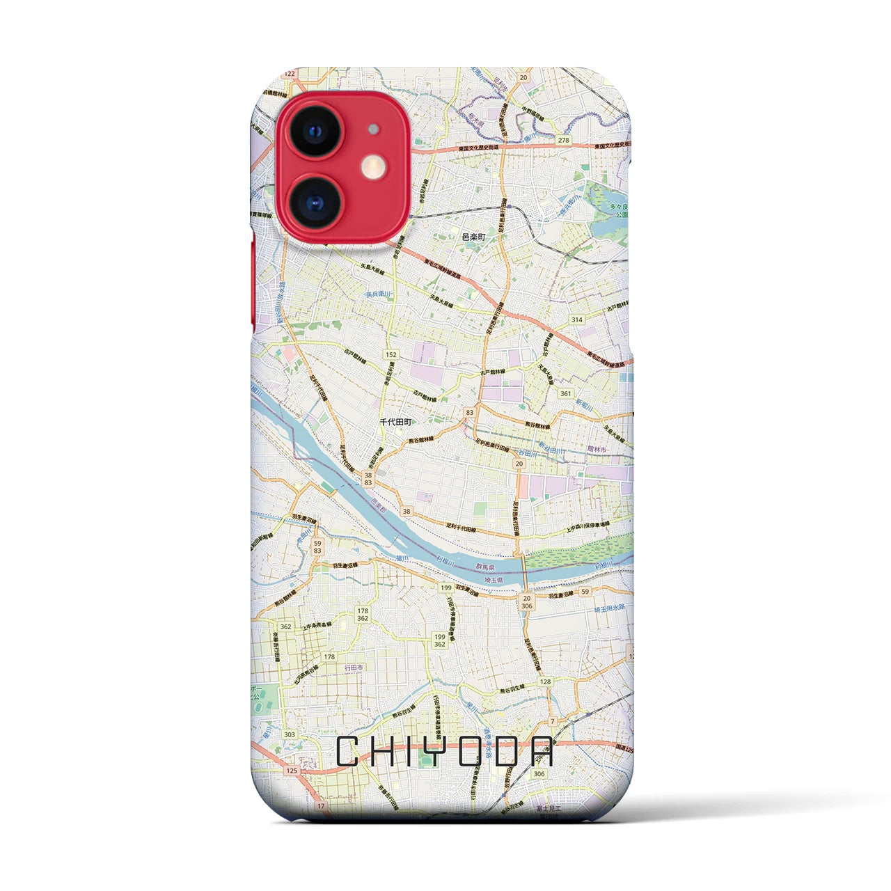 【千代田(群馬県)】地図柄iPhoneケース(バックカバータイプ)
