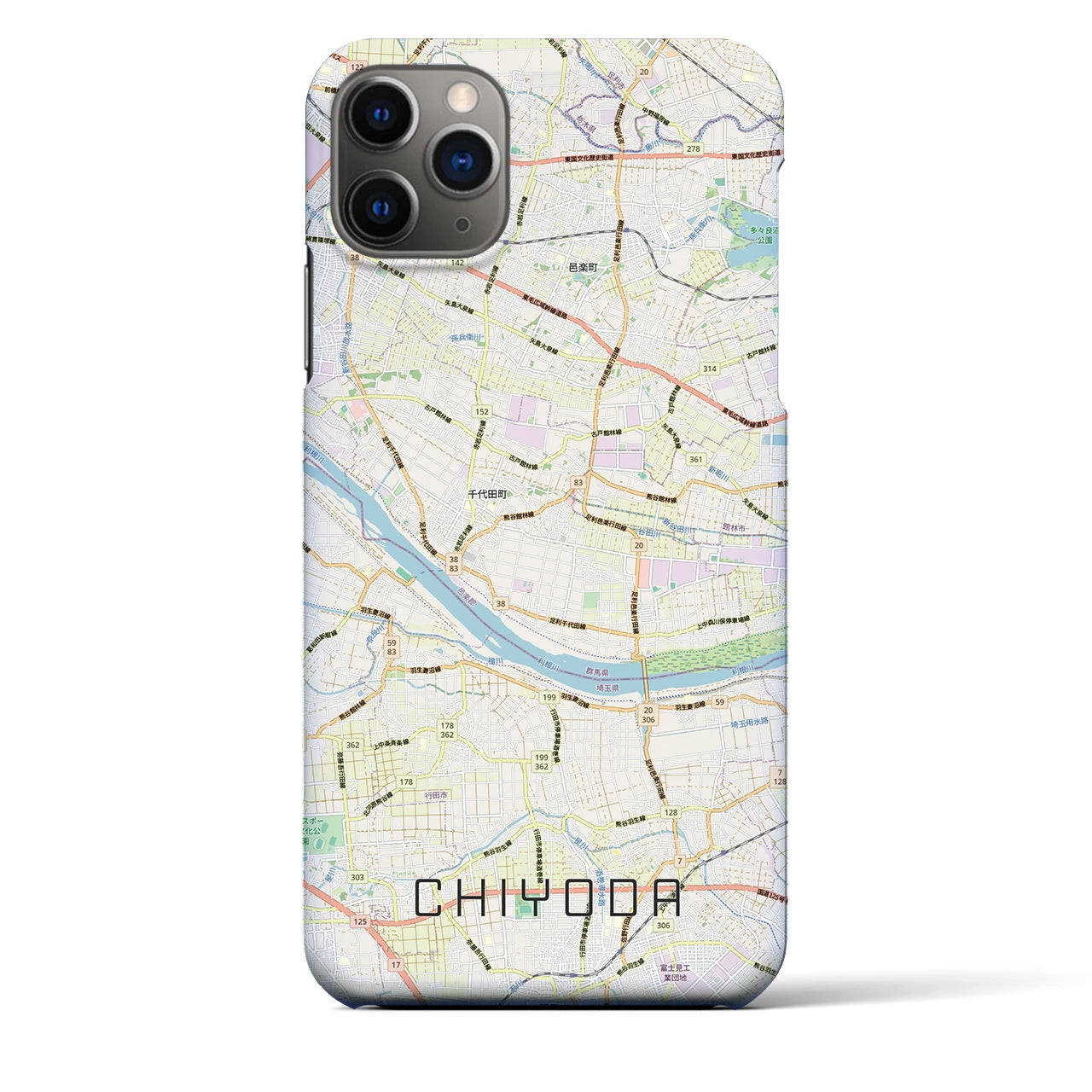 【千代田(群馬県)】地図柄iPhoneケース(バックカバータイプ)