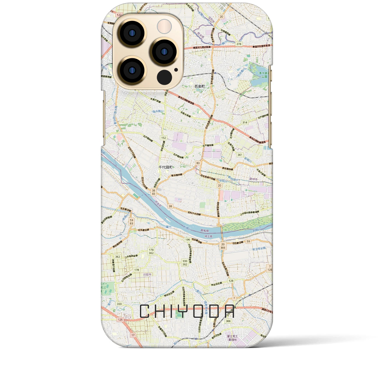 【千代田(群馬県)】地図柄iPhoneケース(バックカバータイプ)