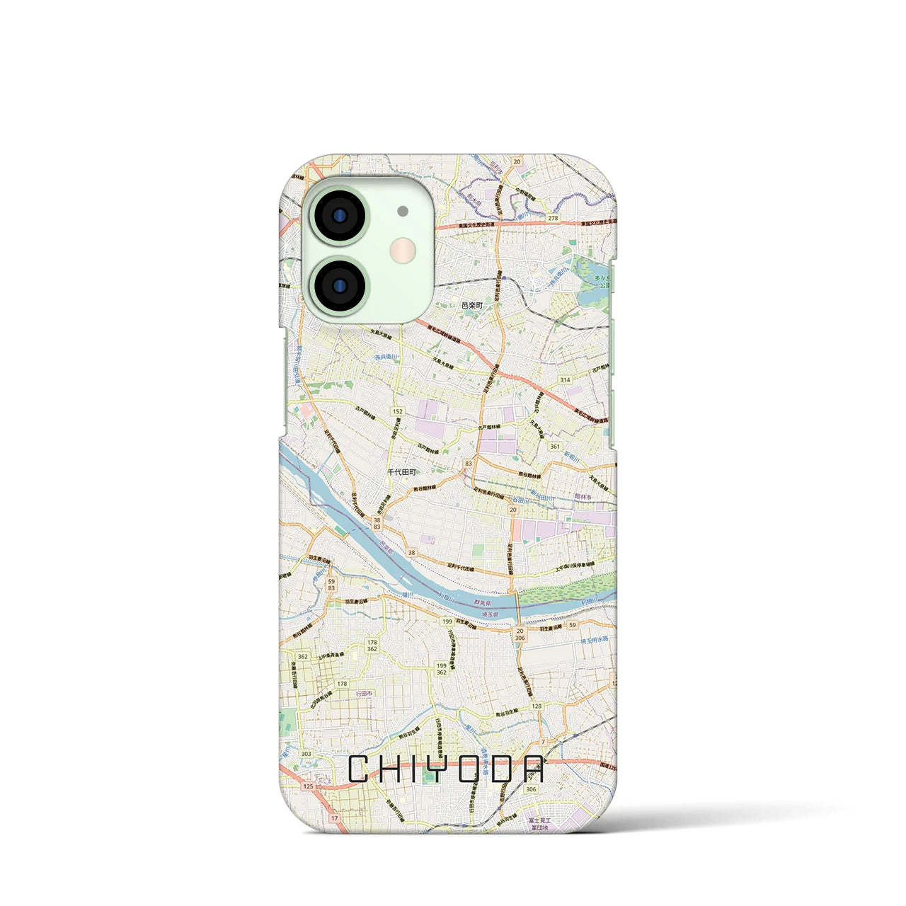 【千代田(群馬県)】地図柄iPhoneケース(バックカバータイプ)