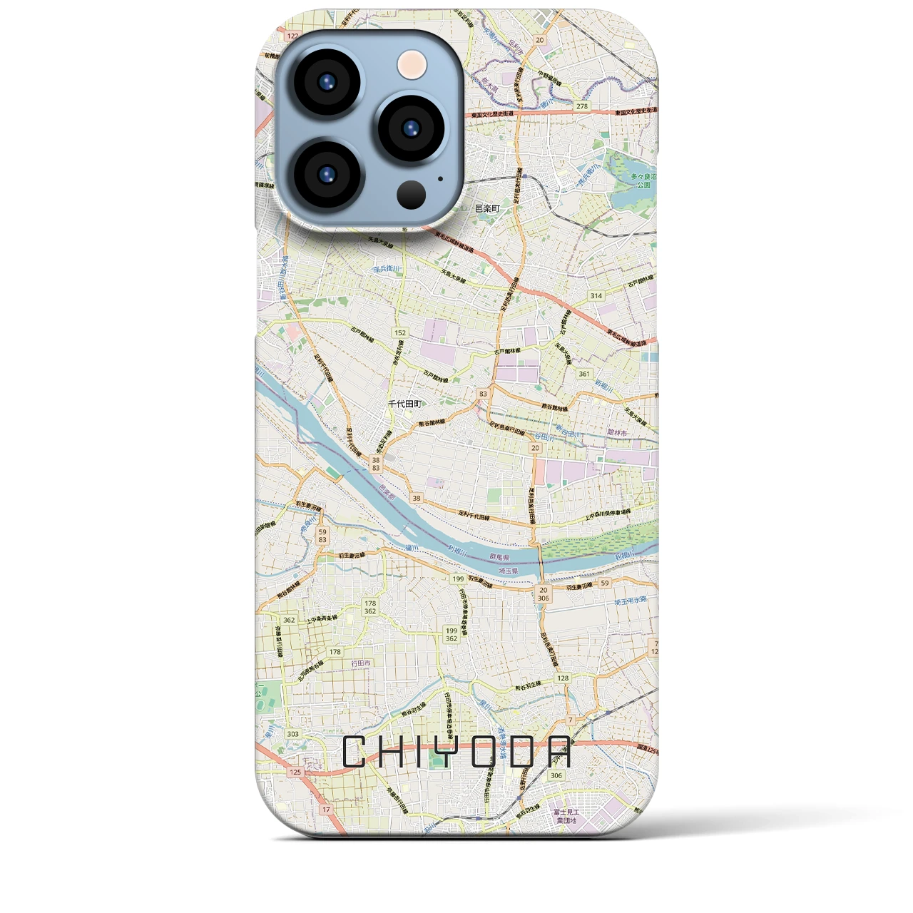 【千代田(群馬県)】地図柄iPhoneケース(バックカバータイプ)