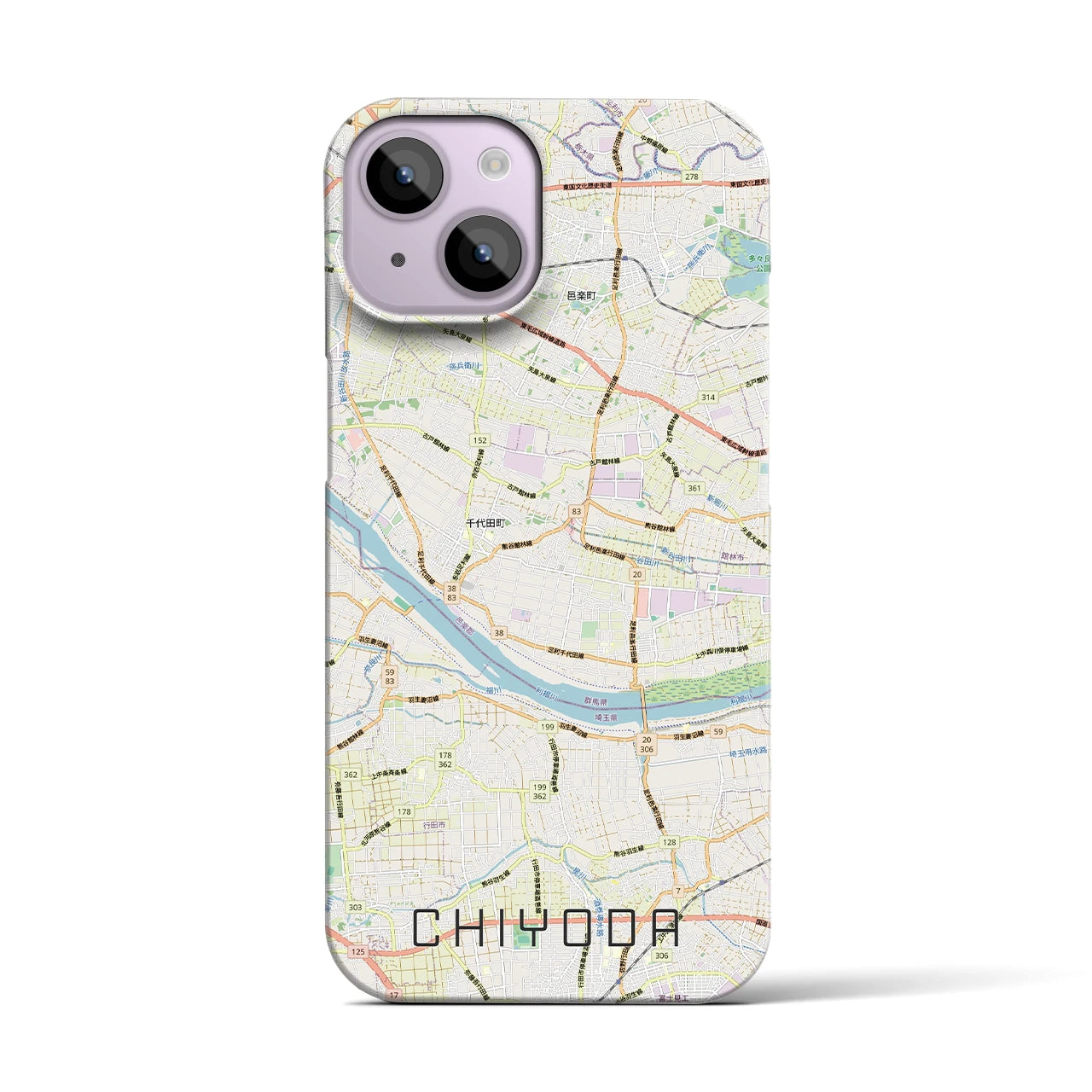 【千代田(群馬県)】地図柄iPhoneケース(バックカバータイプ)