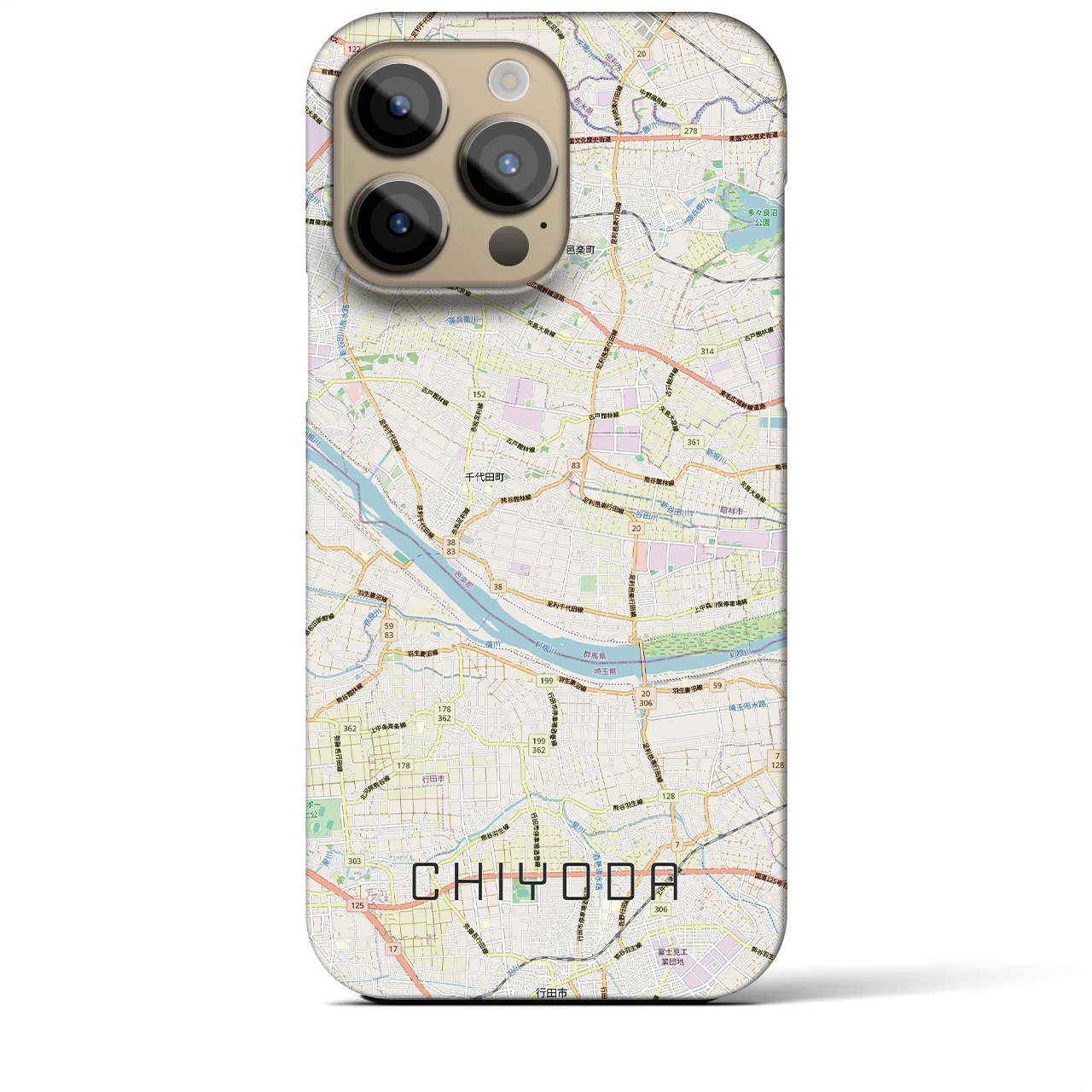 【千代田(群馬県)】地図柄iPhoneケース(バックカバータイプ)