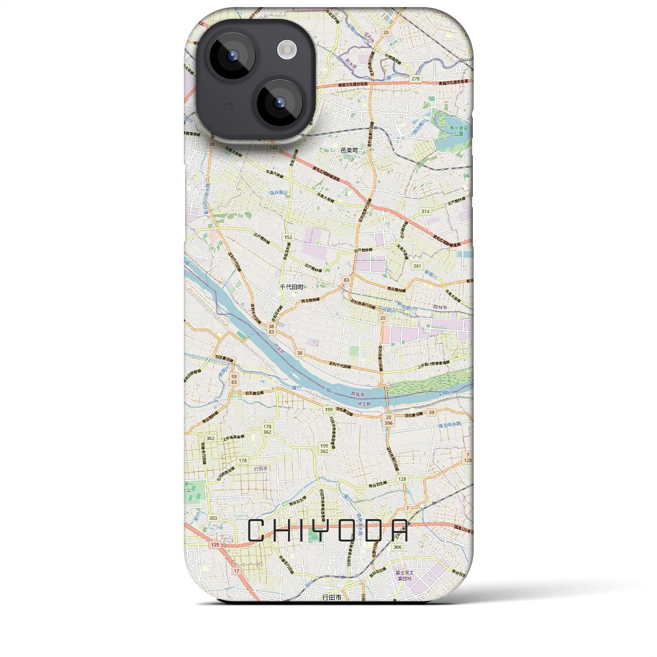 【千代田(群馬県)】地図柄iPhoneケース(バックカバータイプ)