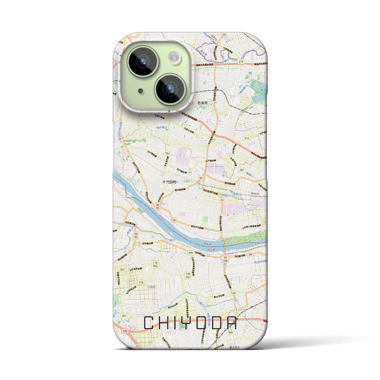 【千代田(群馬県)】地図柄iPhoneケース(バックカバータイプ)