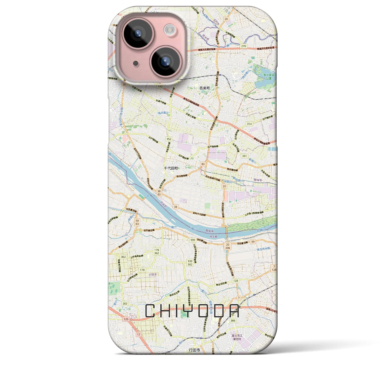 【千代田(群馬県)】地図柄iPhoneケース(バックカバータイプ)