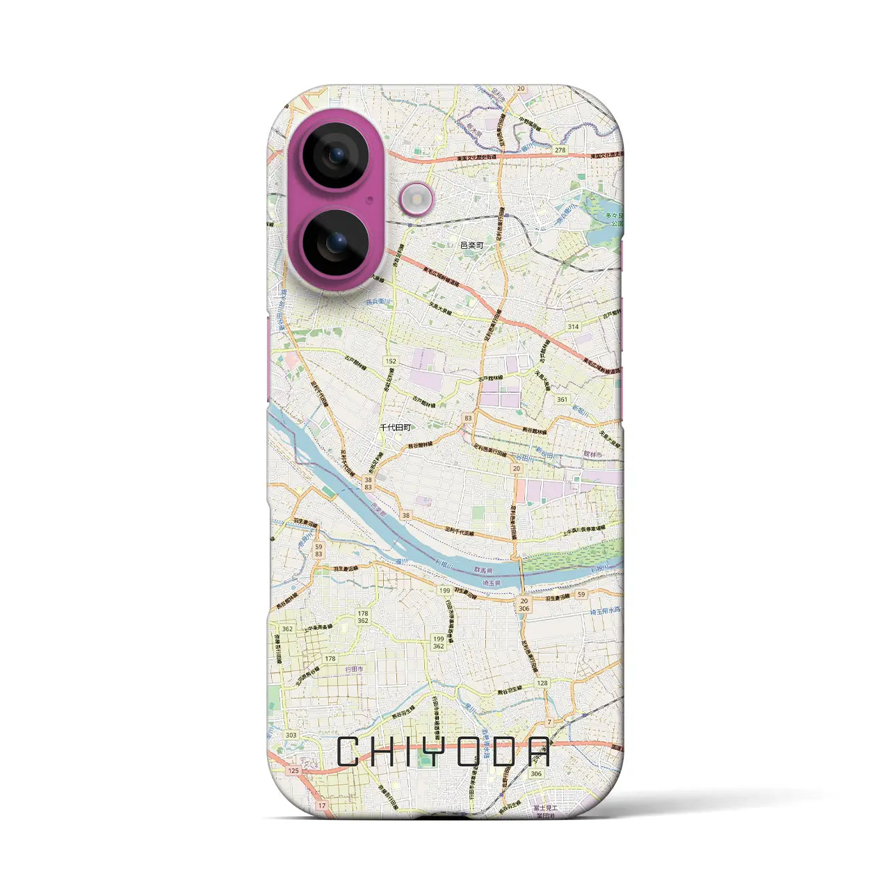 【千代田(群馬県)】地図柄iPhoneケース(バックカバータイプ)