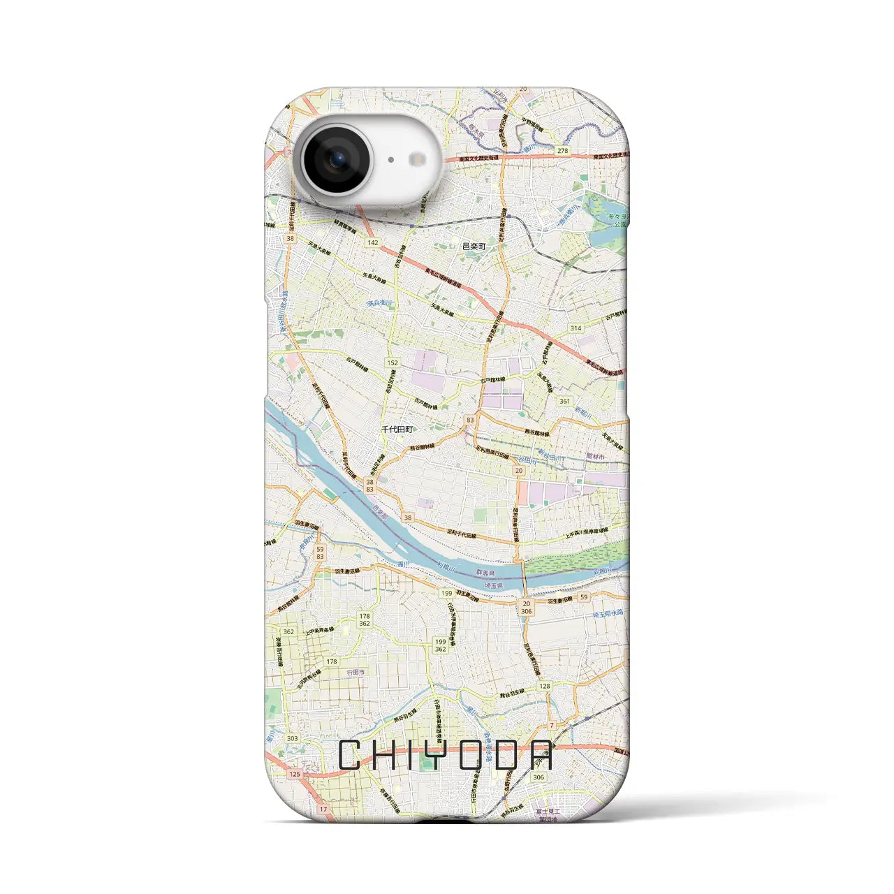 【千代田(群馬県)】地図柄iPhoneケース(バックカバータイプ)