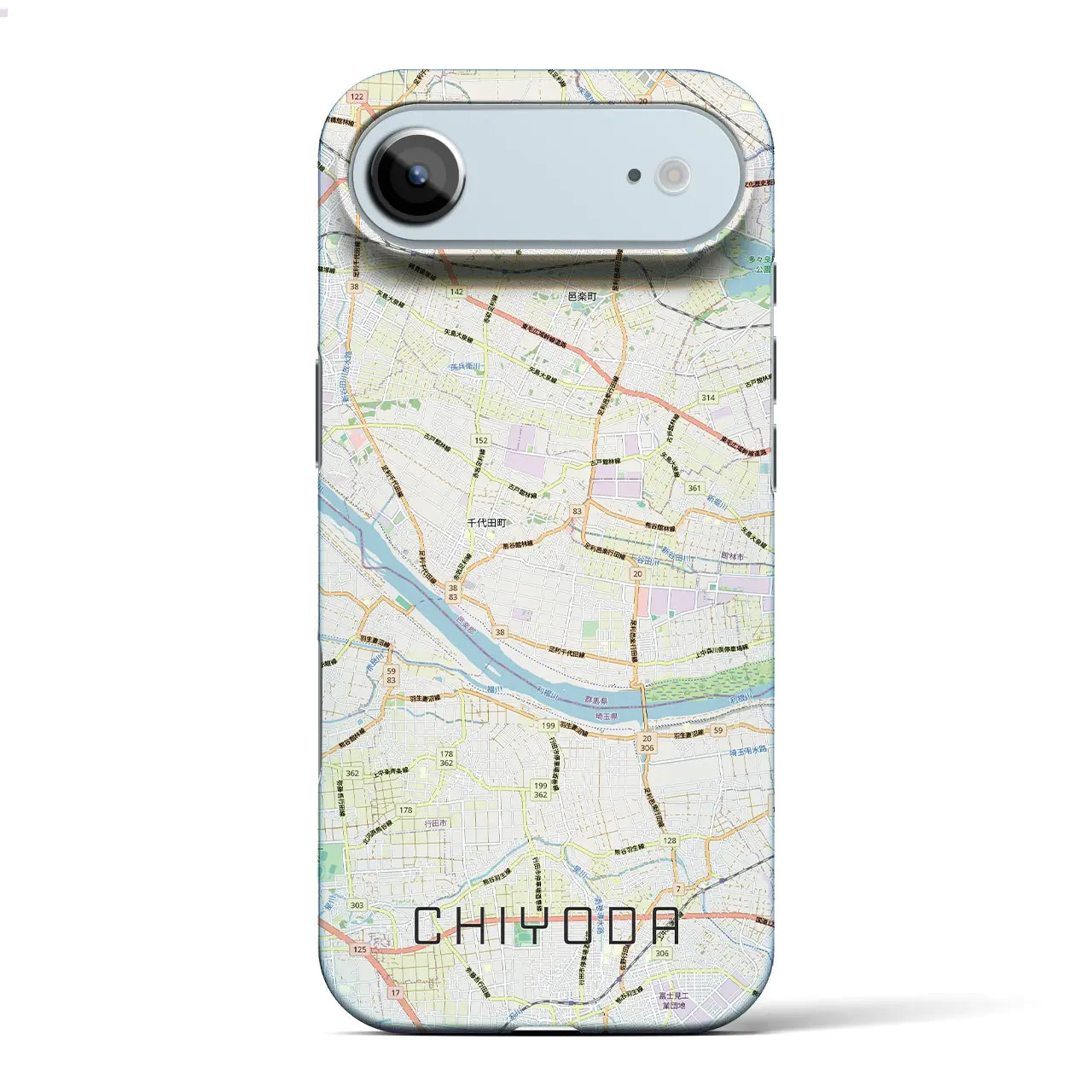 【千代田(群馬県)】地図柄iPhoneケース(バックカバータイプ)ブラック・iPhone 17 Pro Max 用