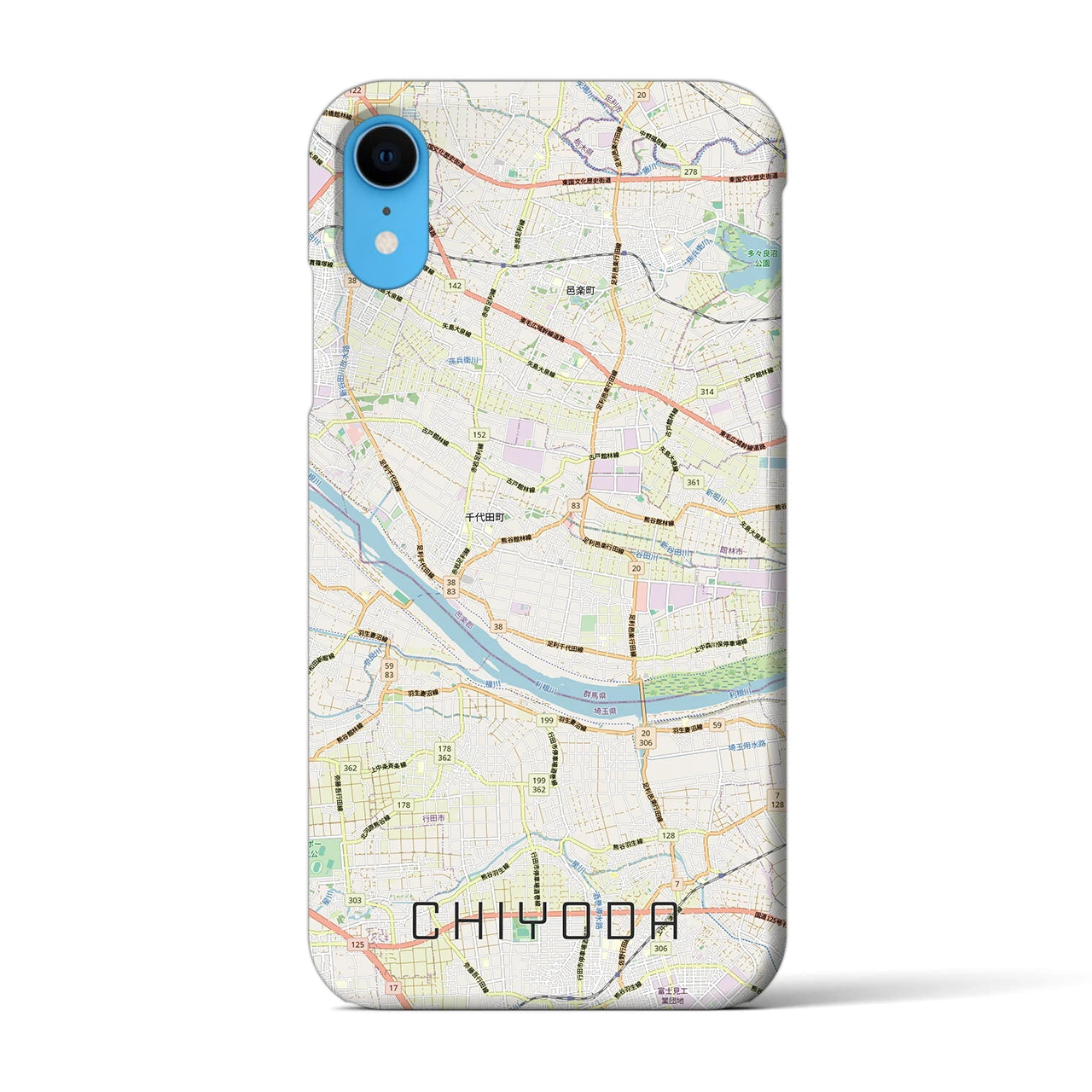 【千代田(群馬県)】地図柄iPhoneケース(バックカバータイプ)